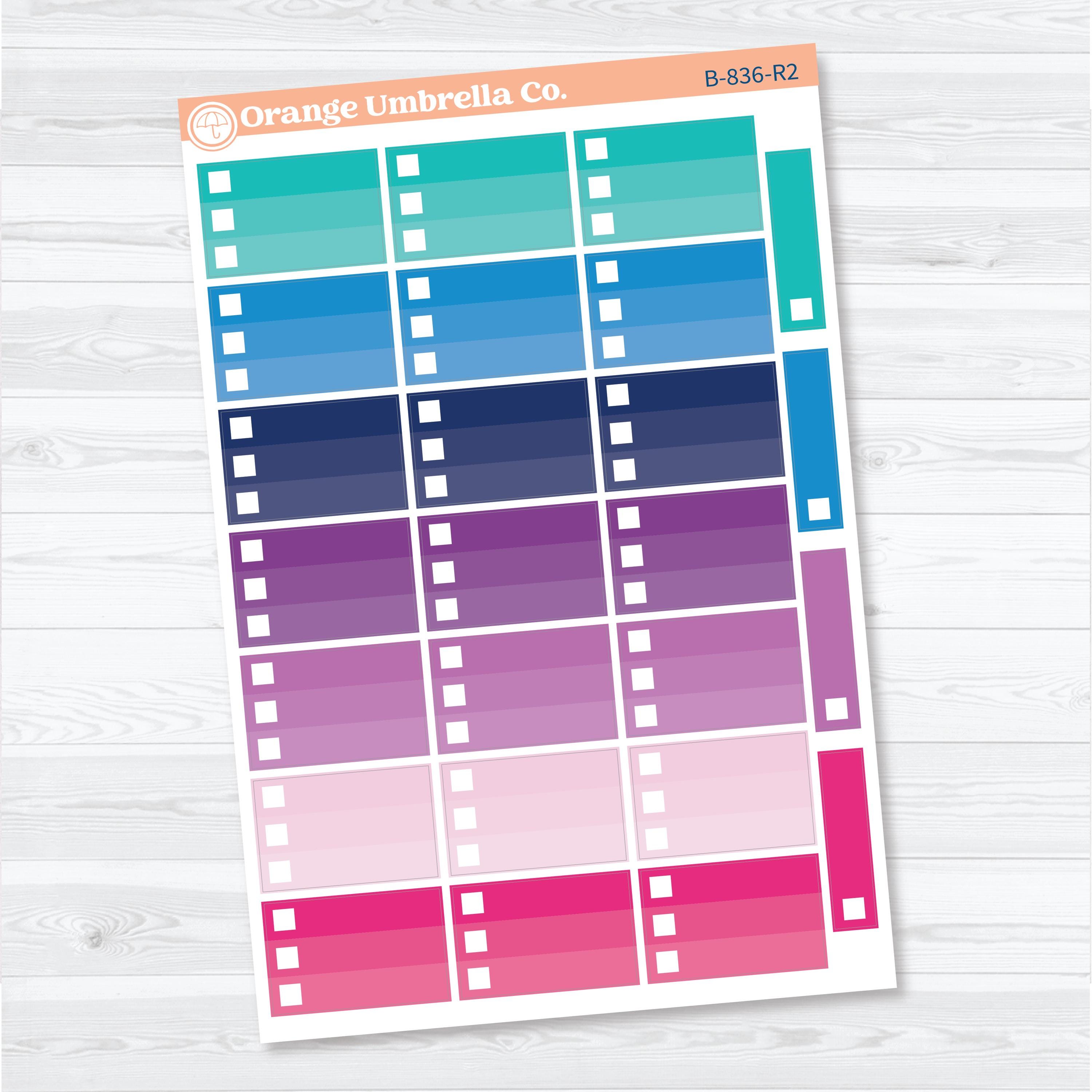 Ombre Checklist Boxes | Planner Stickers | B-836