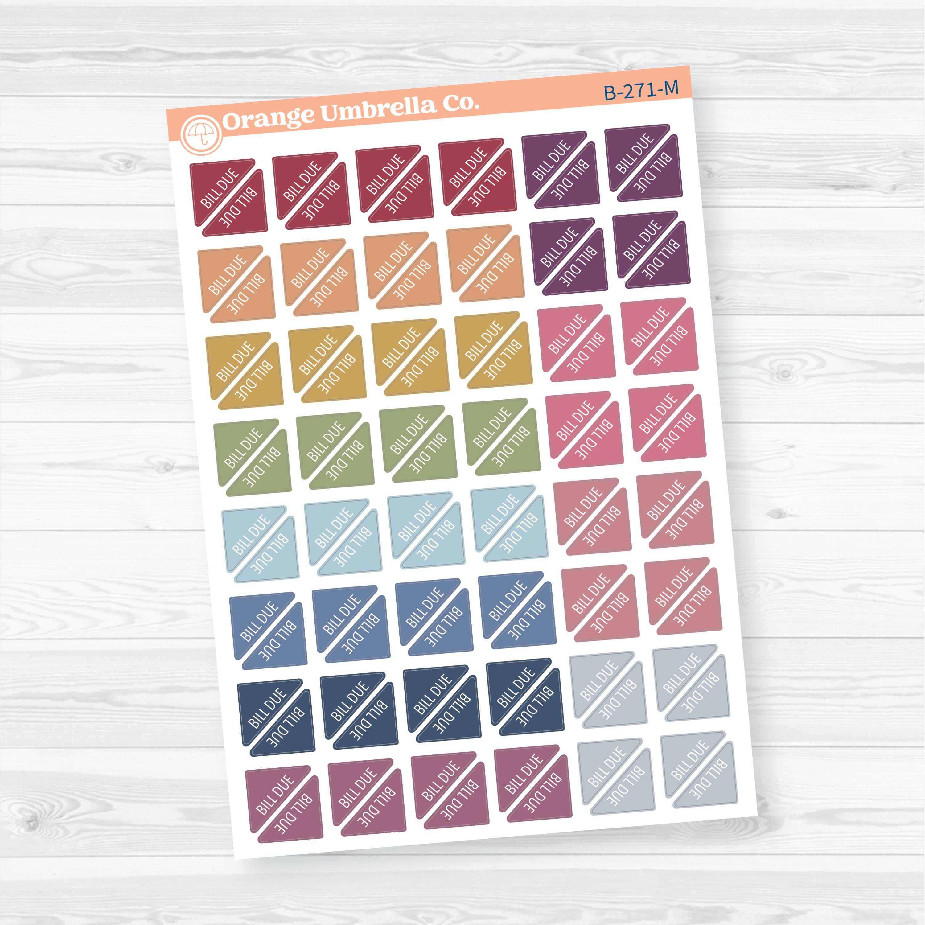 Bill Due Mini Corner Flags | Planner Stickers | B-271