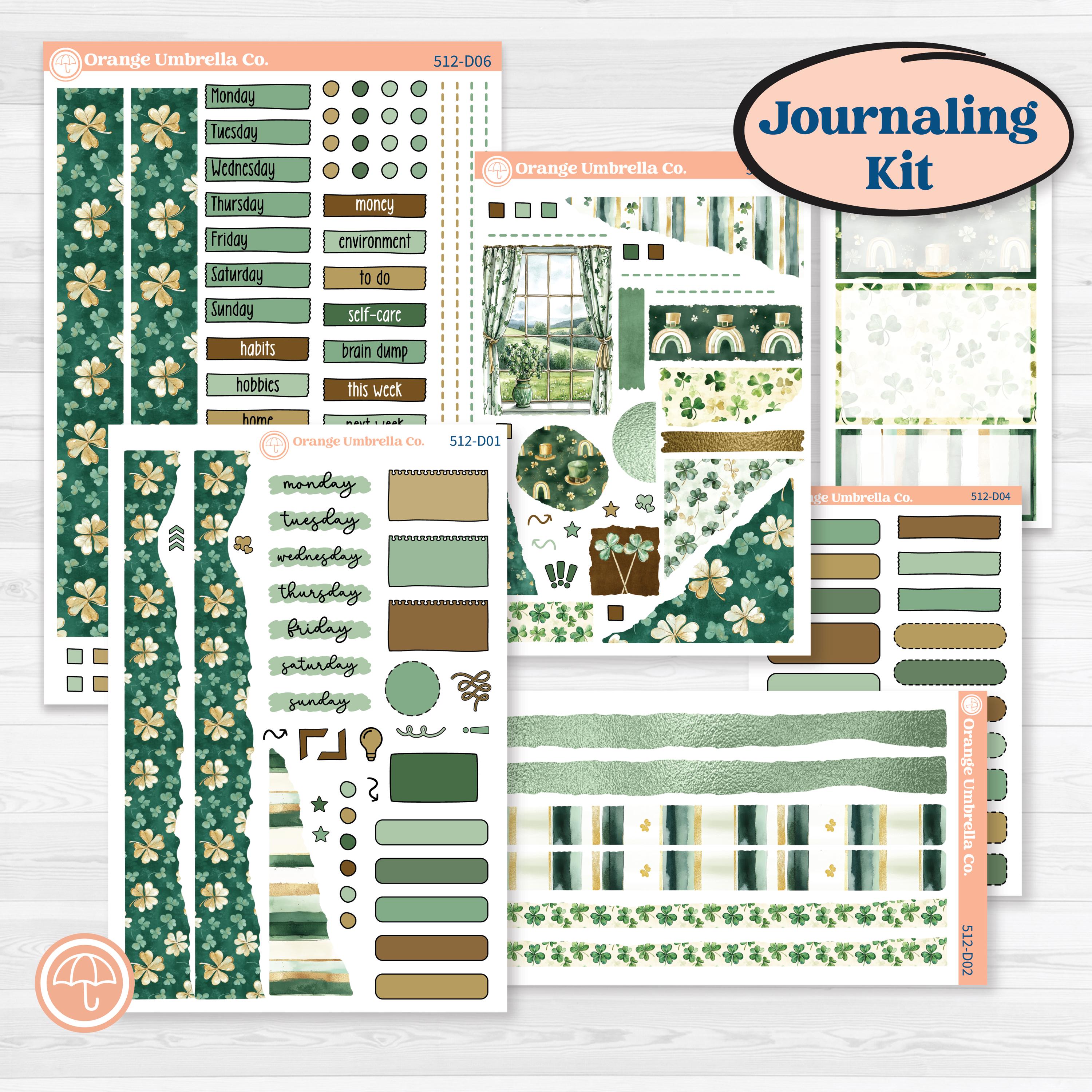 St. Patrick’s Day | Journaling or Scrapbooking Kit | Creative Junk Journal Planner Stickers | Emerald Isle | KIT-512-D
