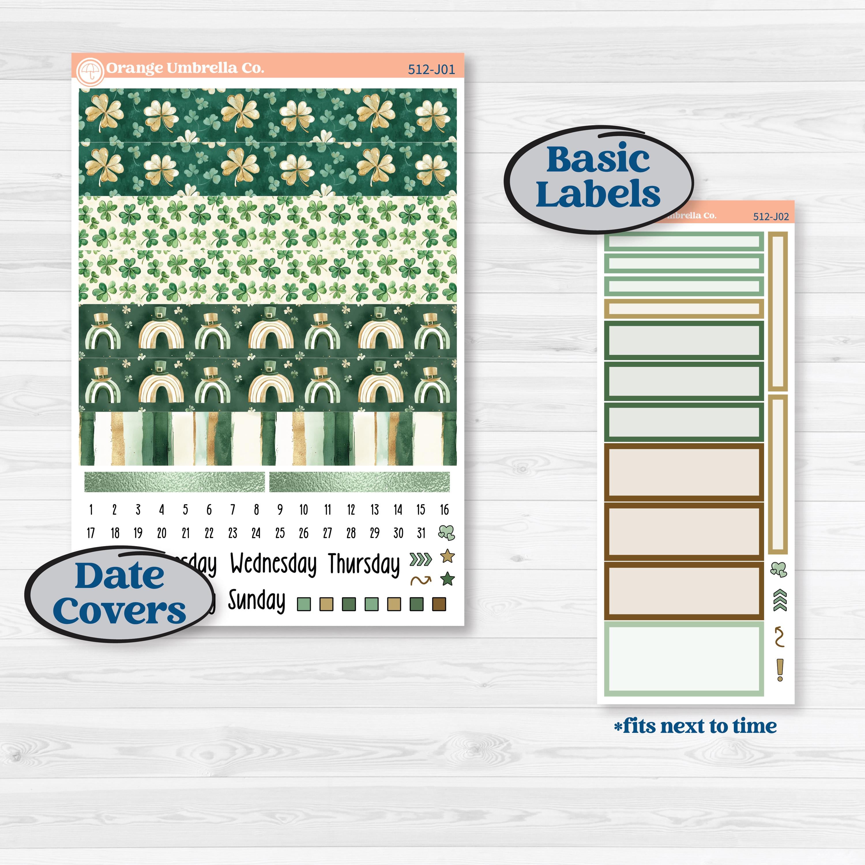 St. Patrick’s Day | A5 Daily Duo Planner Kit Stickers | Emerald Isle | KIT-512-J
