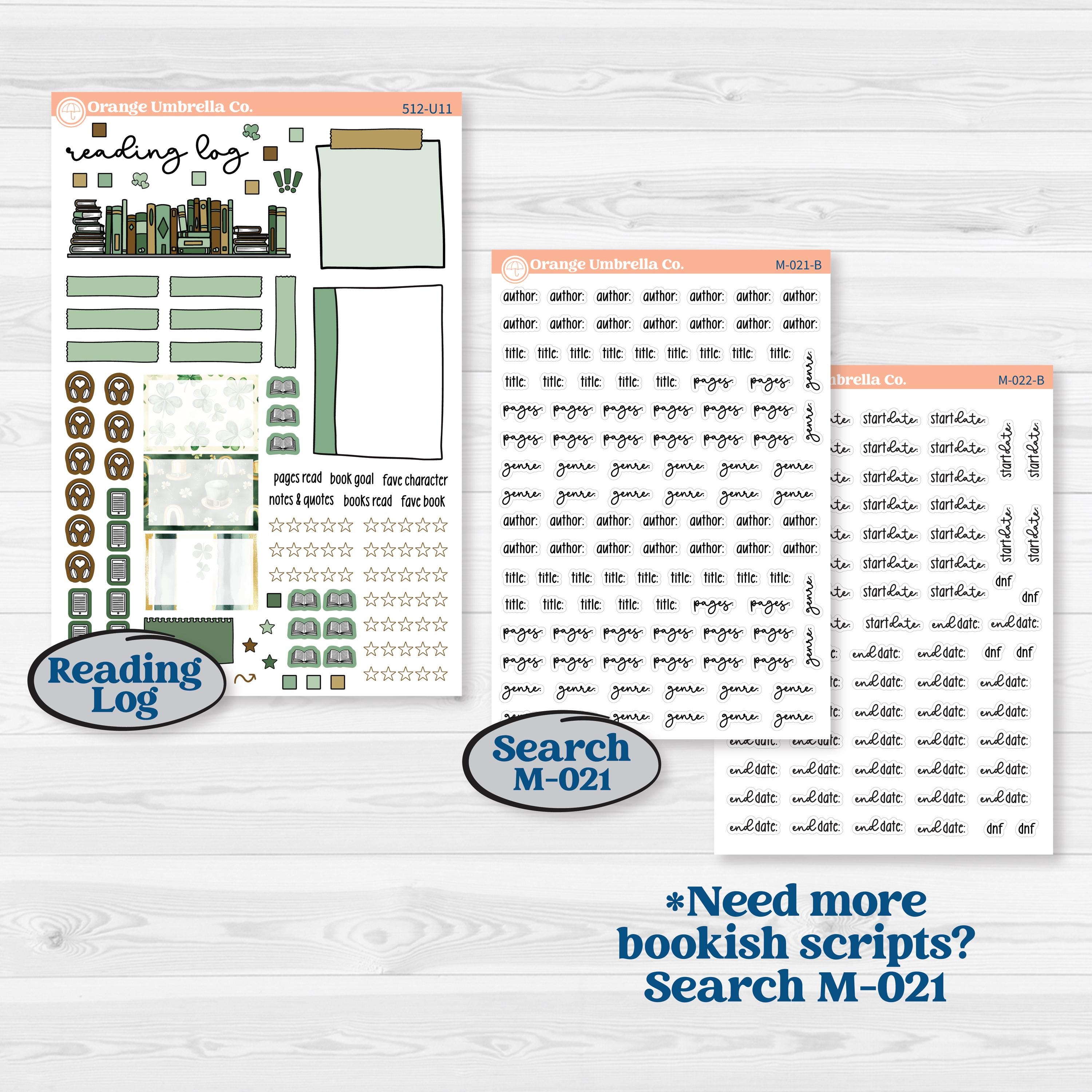 St. Patrick’s Day | A5 or 7x9 Create Your Own Monthly or Dashboard Universal | Monthly & Reading Log Sticker Kit | Emerald Isle | KIT-512-U
