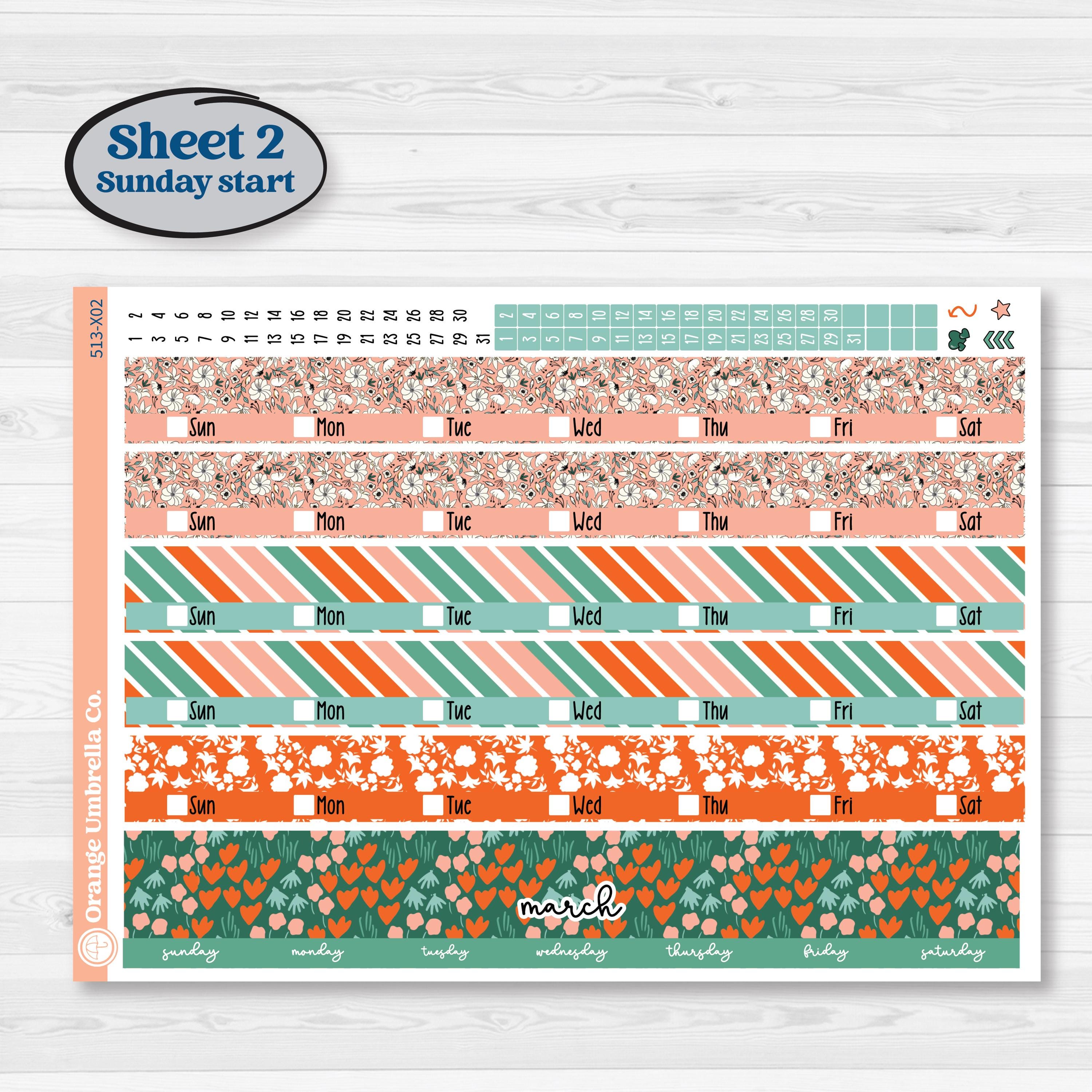 Playful March Florals | Laurel Denise Jo Large Planner Kit Stickers | Millie | KIT-513-X