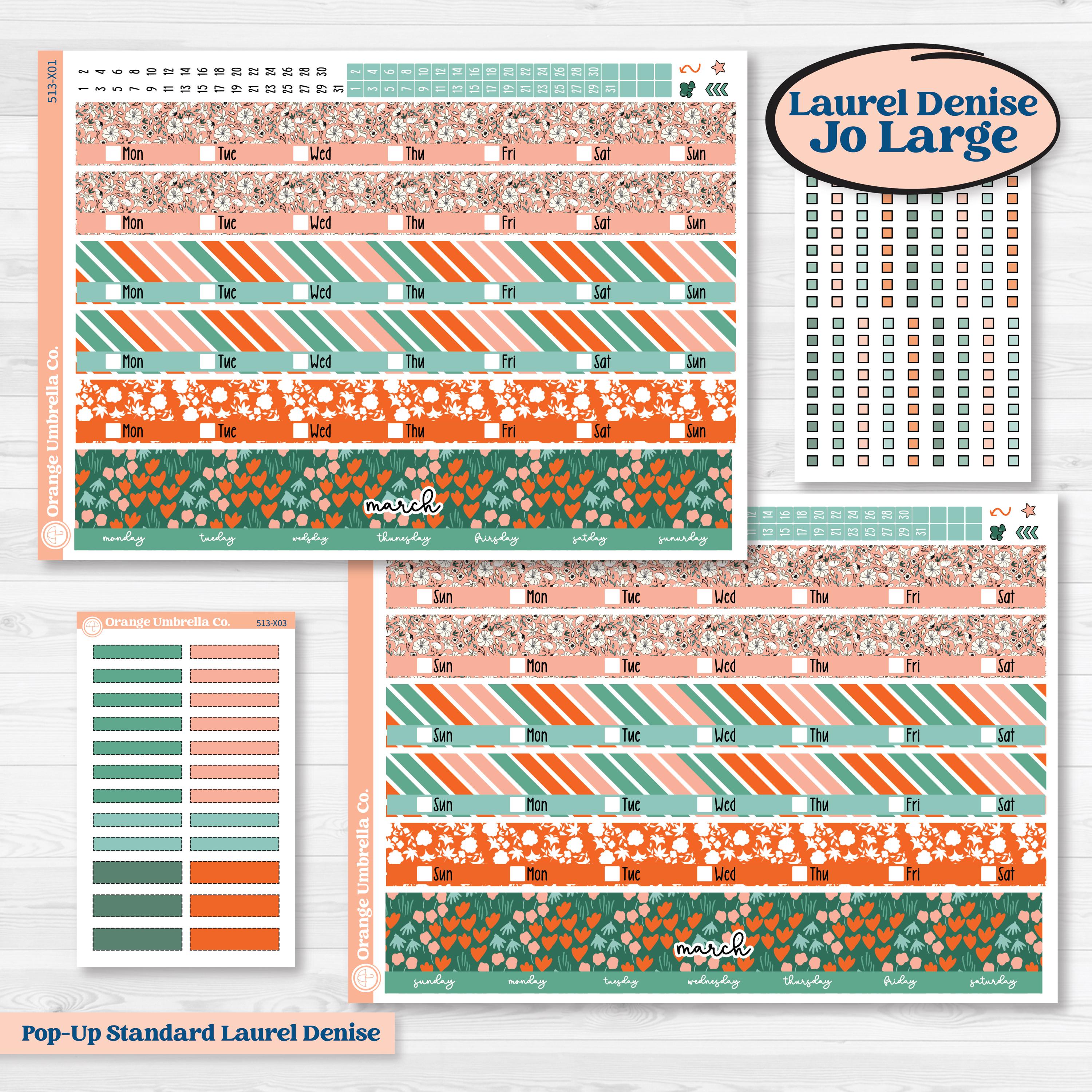 Playful March Florals | Laurel Denise Jo Large Planner Kit Stickers | Millie | KIT-513-X