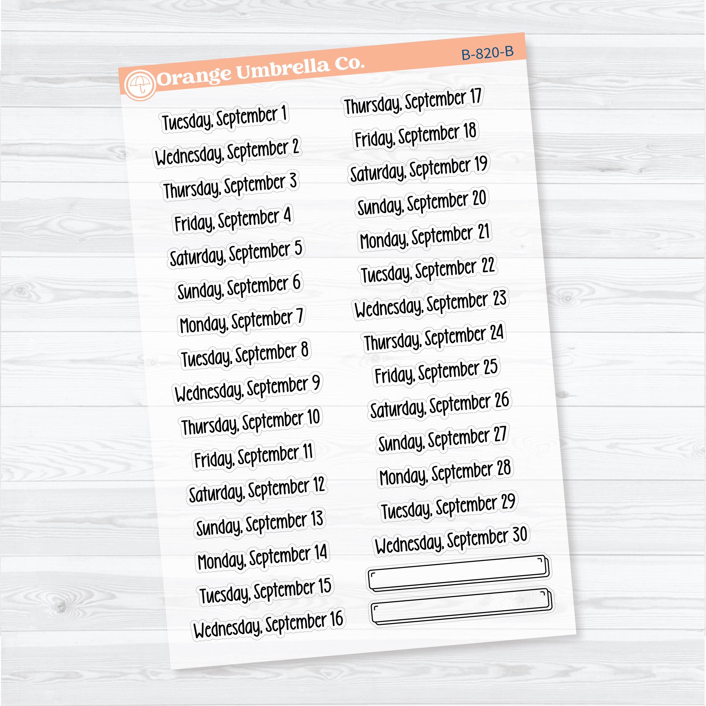2026 Dates of the Month Stickers | F18 | Clear Matte Planner Stickers | B-818–823-BCM