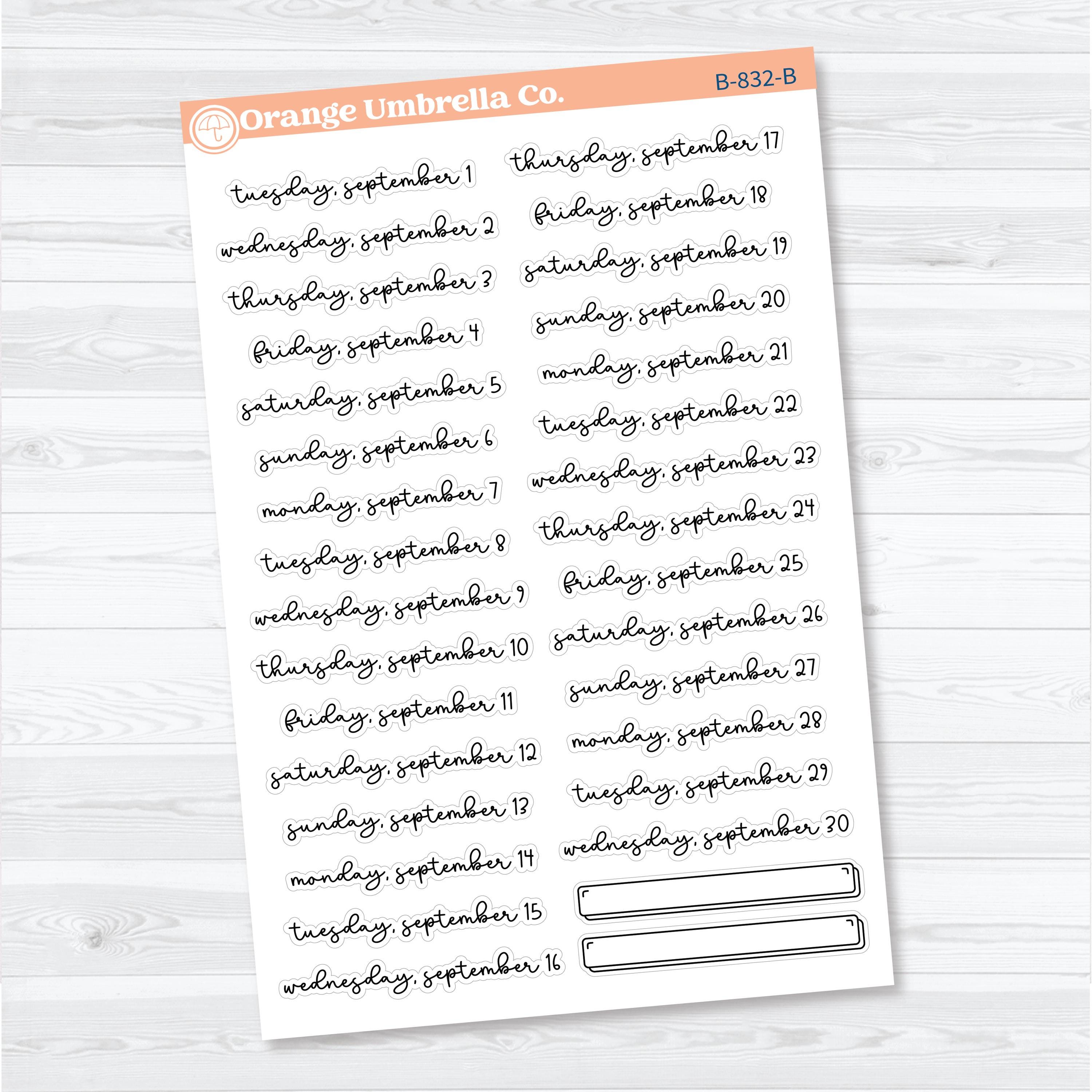 2026 Dates of the Month Stickers | F18 | Planner Stickers | B-830-835-B