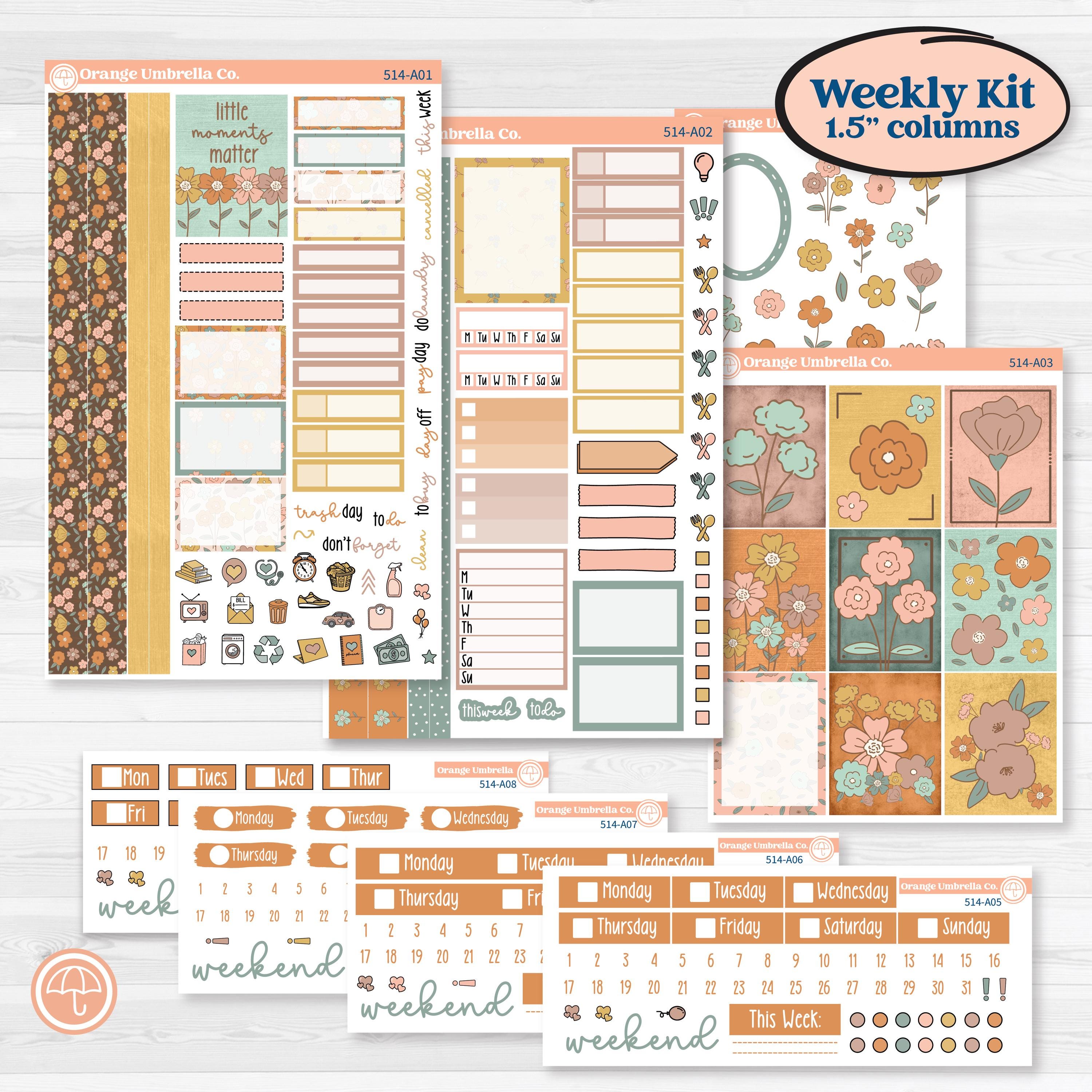 Early Spring Florals | Weekly Sticker Kit for Vertical Planners like Erin Condren | Grow | KIT-514-A