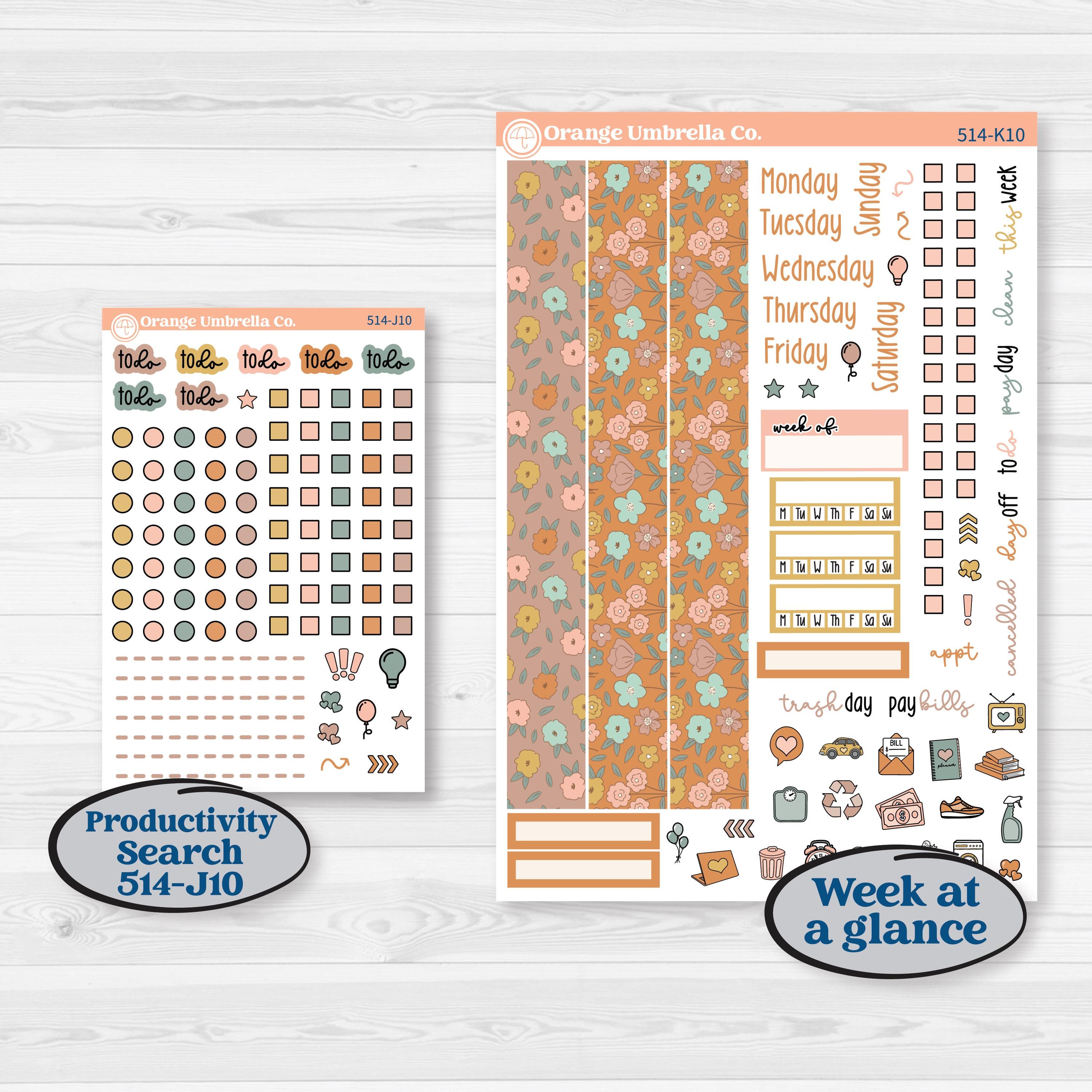 Early Spring Florals | 7x9 Erin Condren Daily Duo Planner Kit Stickers | Grow | KIT-514-K