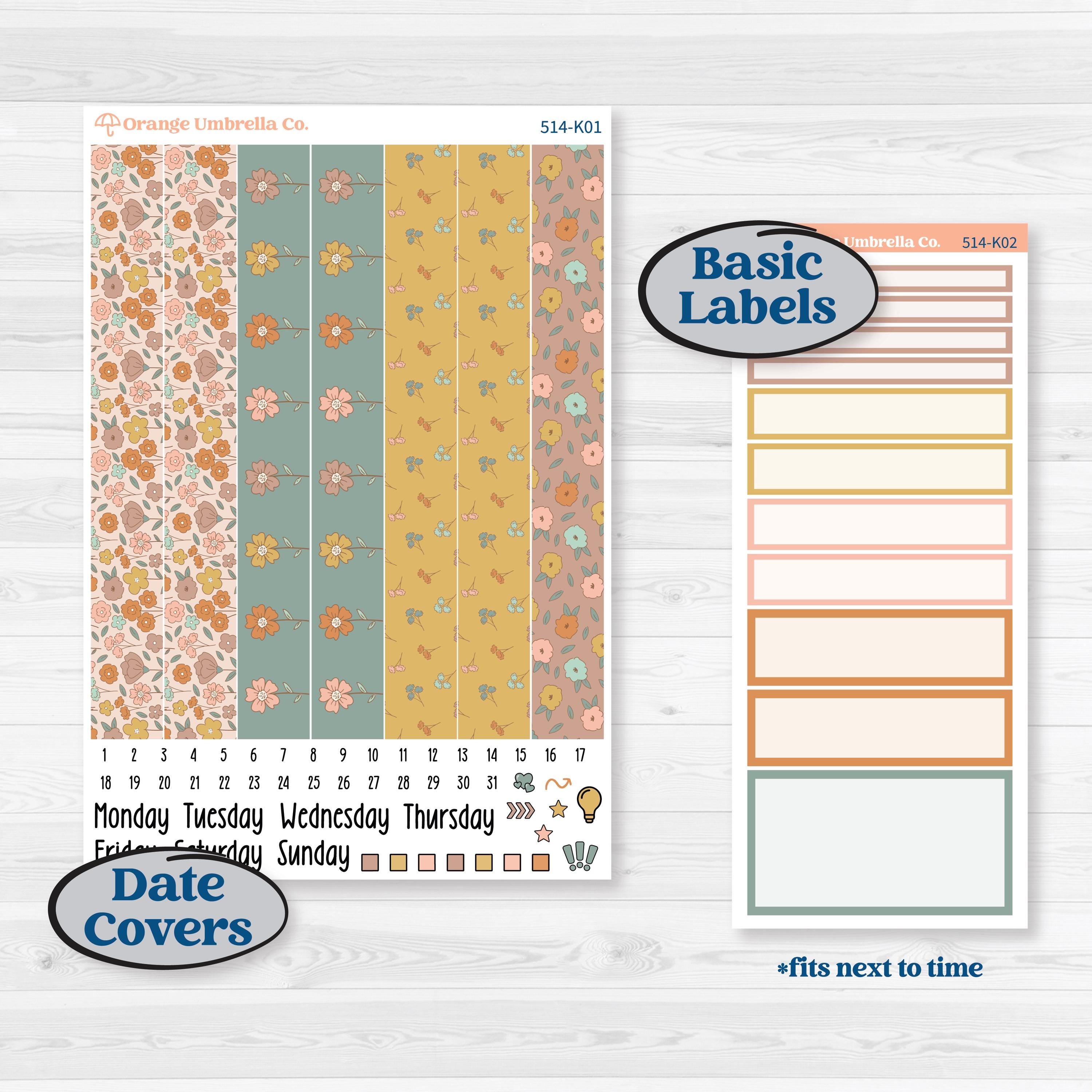 Early Spring Florals | 7x9 Erin Condren Daily Duo Planner Kit Stickers | Grow | KIT-514-K
