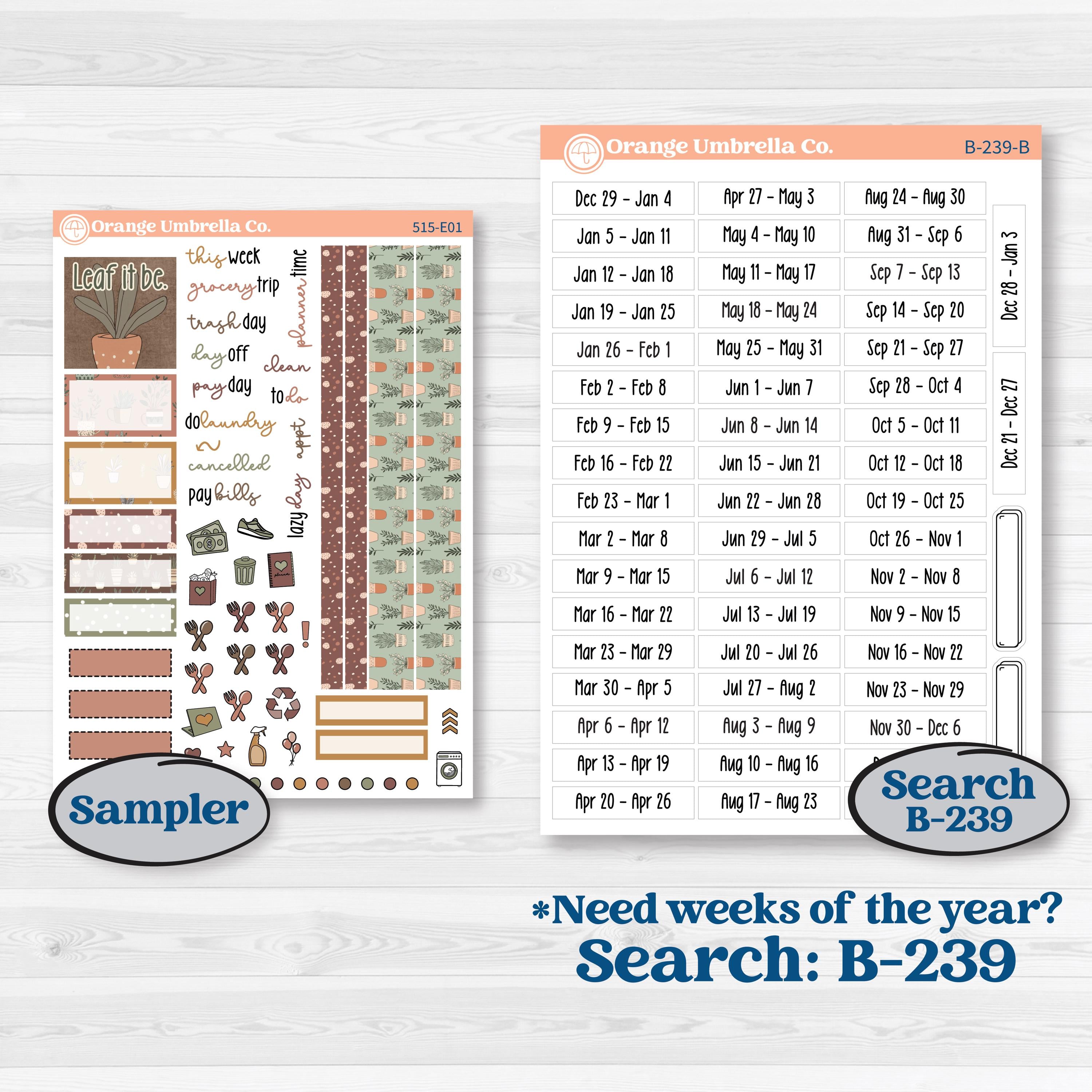 Houseplants & Plants Kit | Hobonichi Cousin Weekly Daily Planner Kit Stickers | Aloe There | KIT-515-E