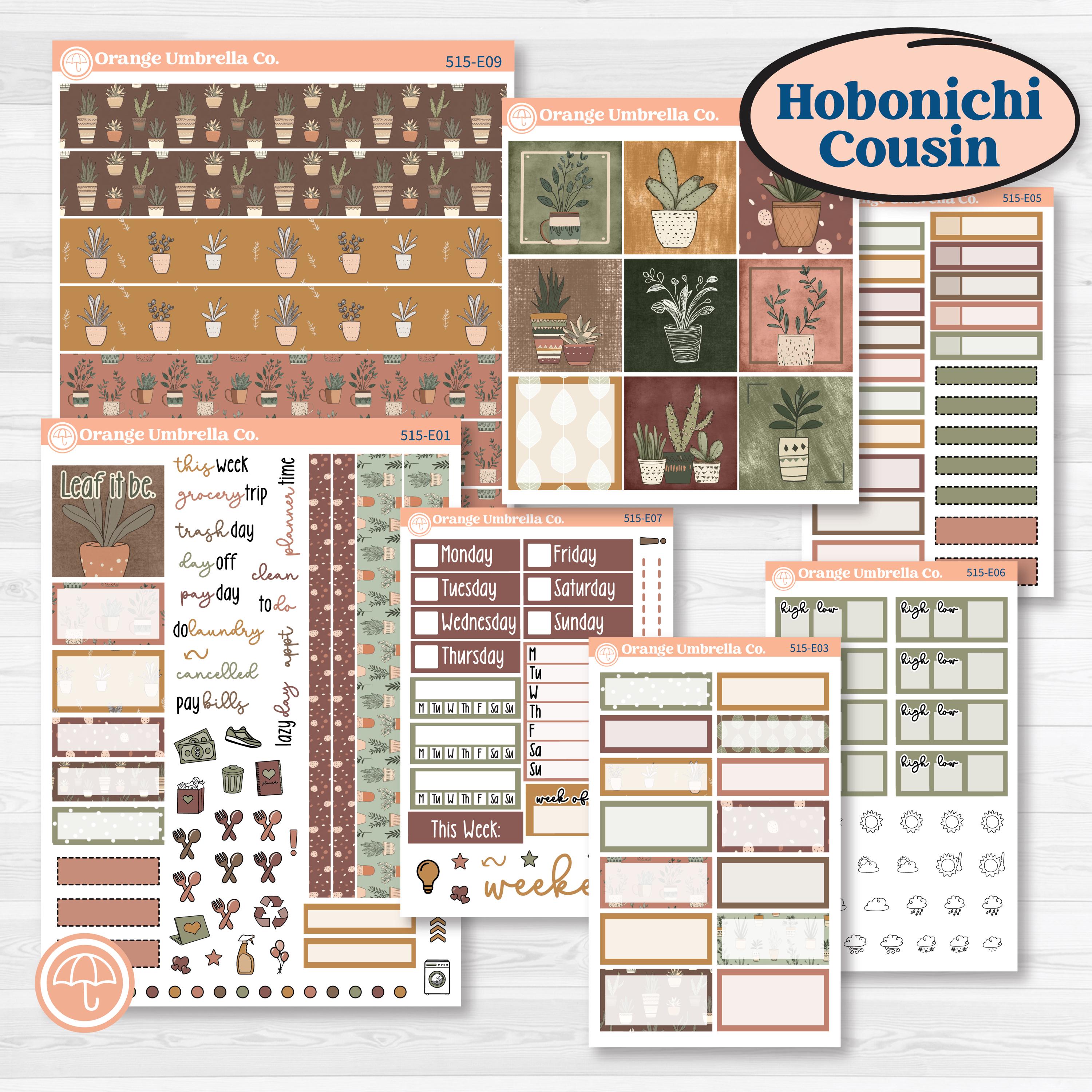 Houseplants & Plants Kit | Hobonichi Cousin Weekly Daily Planner Kit Stickers | Aloe There | KIT-515-E