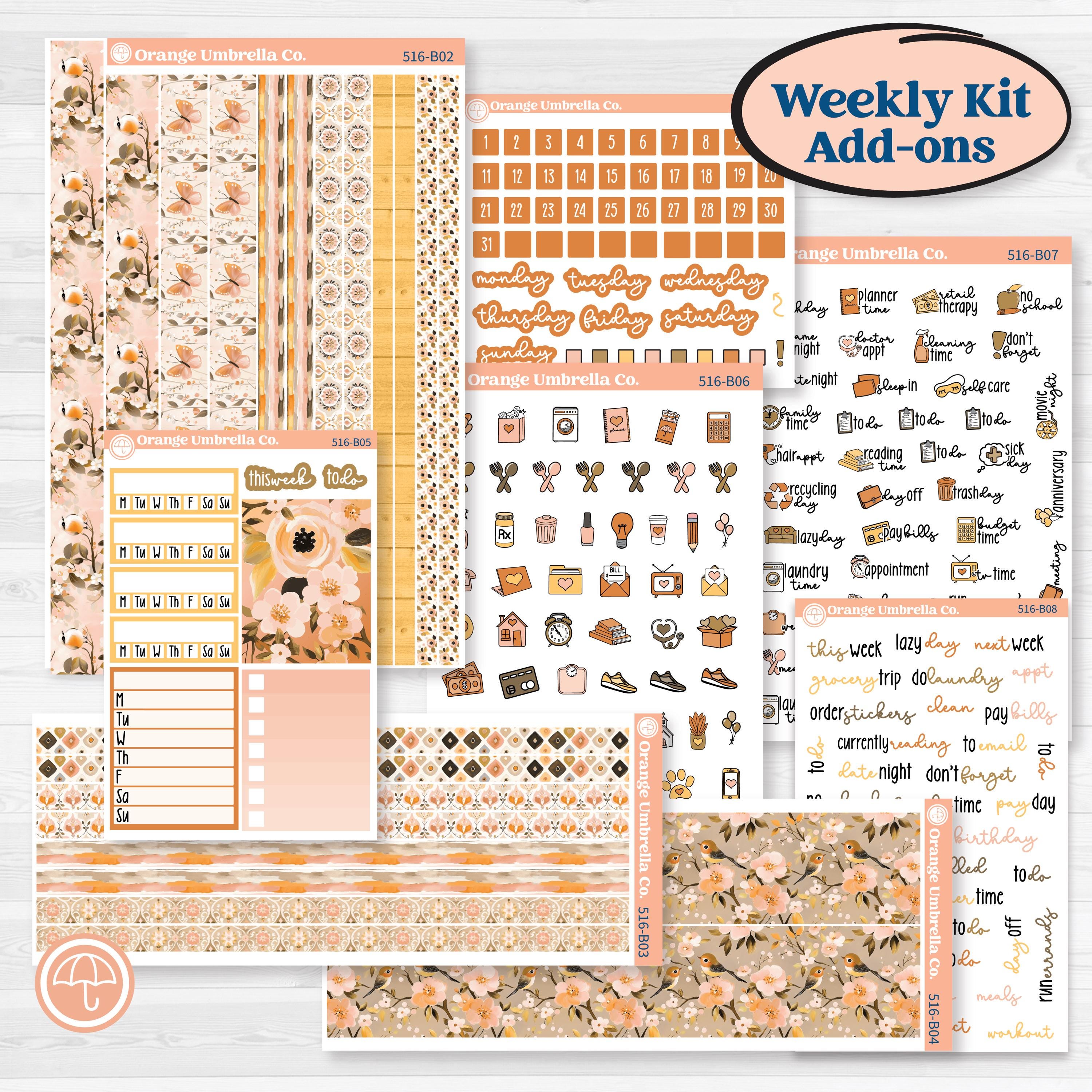 Spring Birds | Weekly Add-On Planner Kit Stickers | Nectar | KIT-516-B