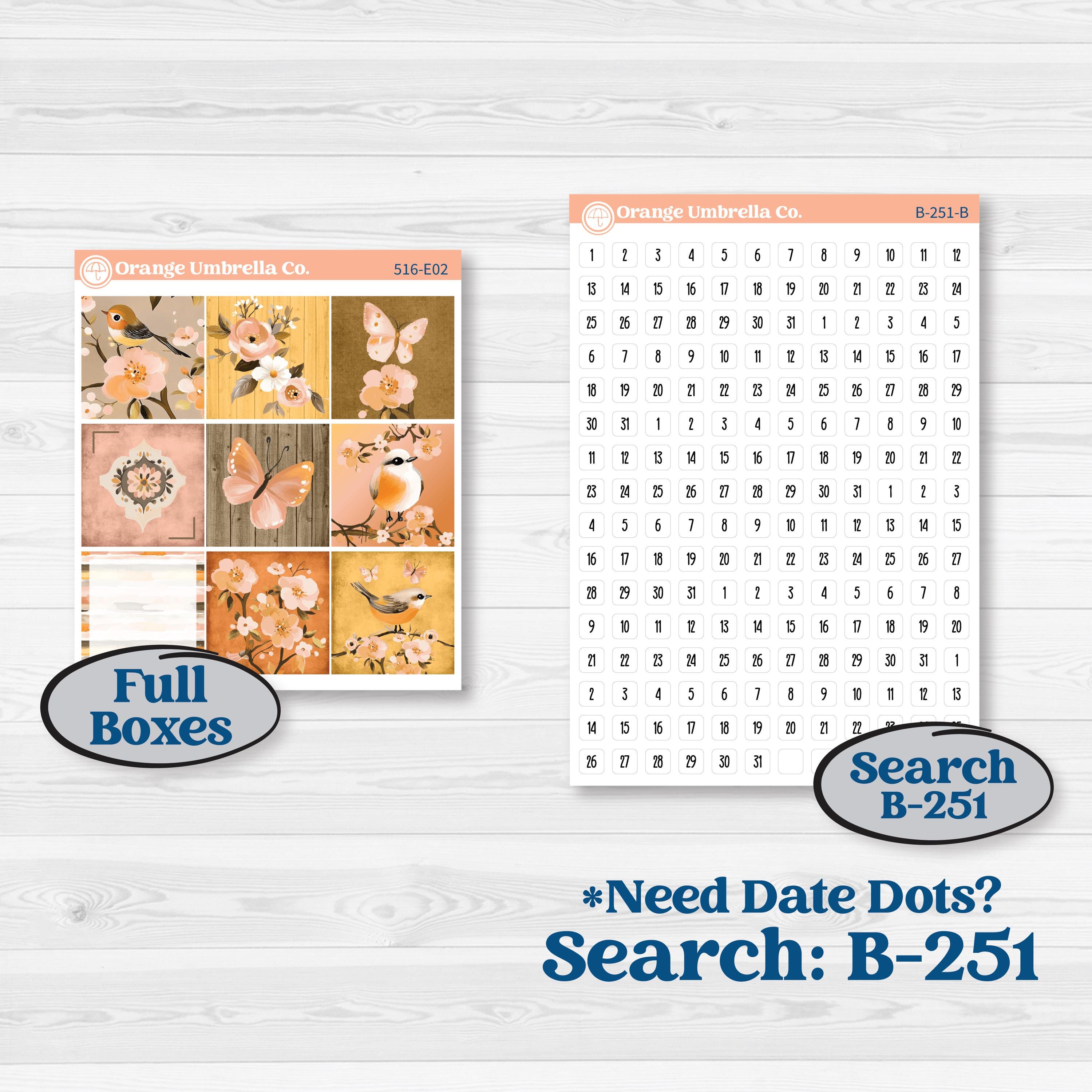 Spring Birds | Hobonichi Cousin Weekly & Daily Planner Kit Stickers | Nectar | KIT-516-E