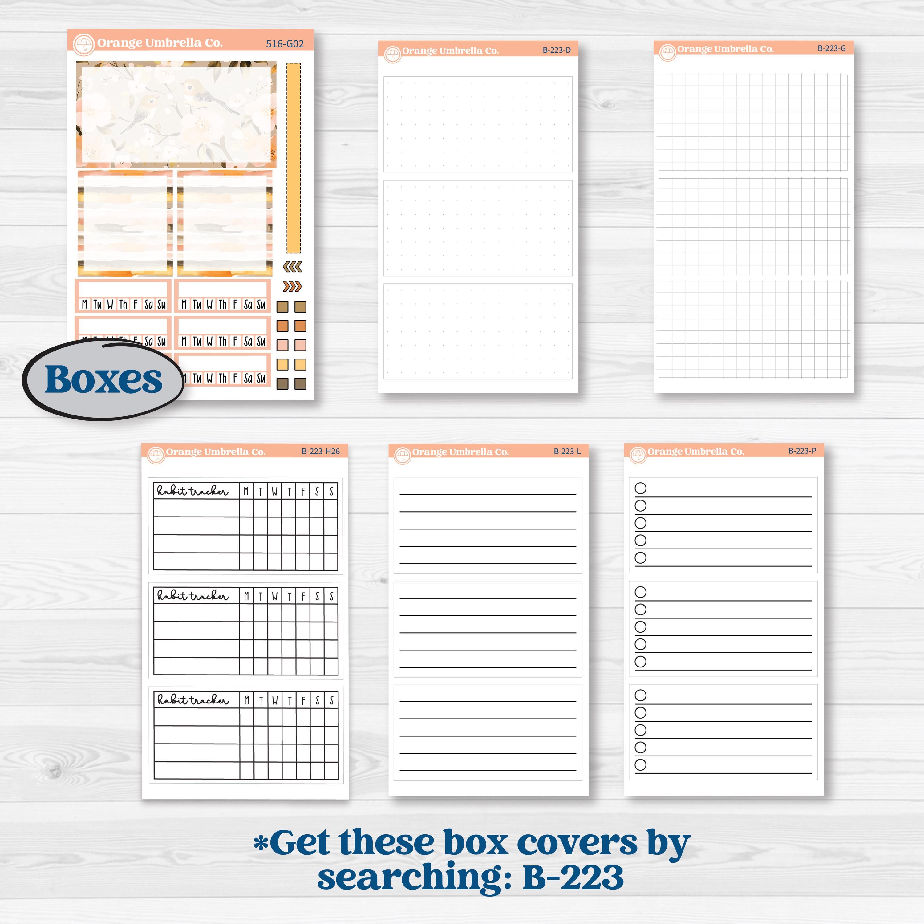 Spring Birds | Erin Condren Weekly Dashboard Planner Kit Stickers | Nectar | KIT-516-G