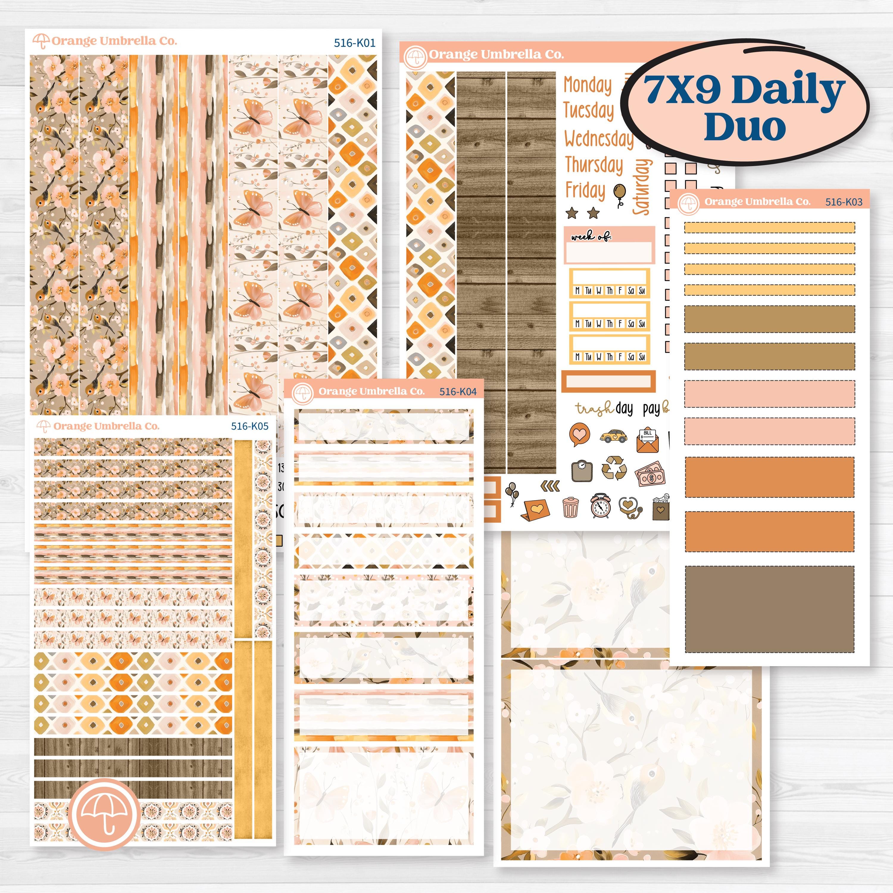 Spring Birds | 7x9 Erin Condren Daily Duo Planner Kit Stickers | Nectar | KIT-516-K