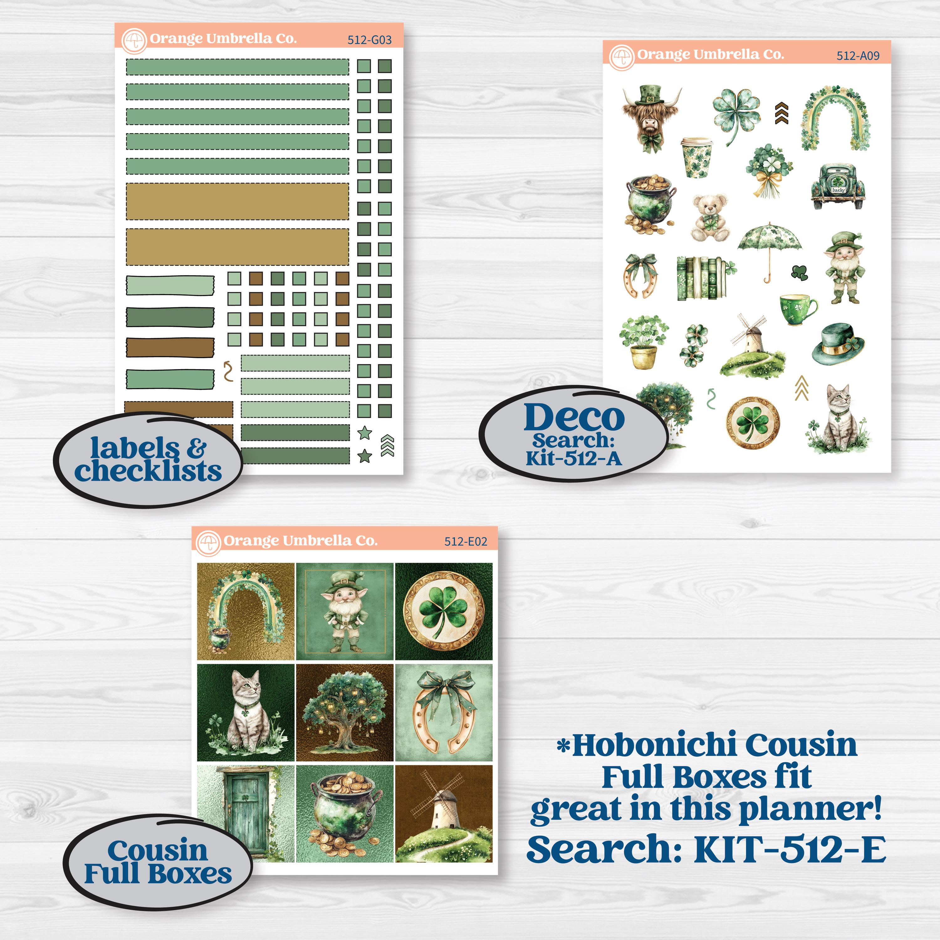 St. Patrick’s Day | Erin Condren Weekly Dashboard Planner Kit Stickers | Emerald Isle | KIT-512-G