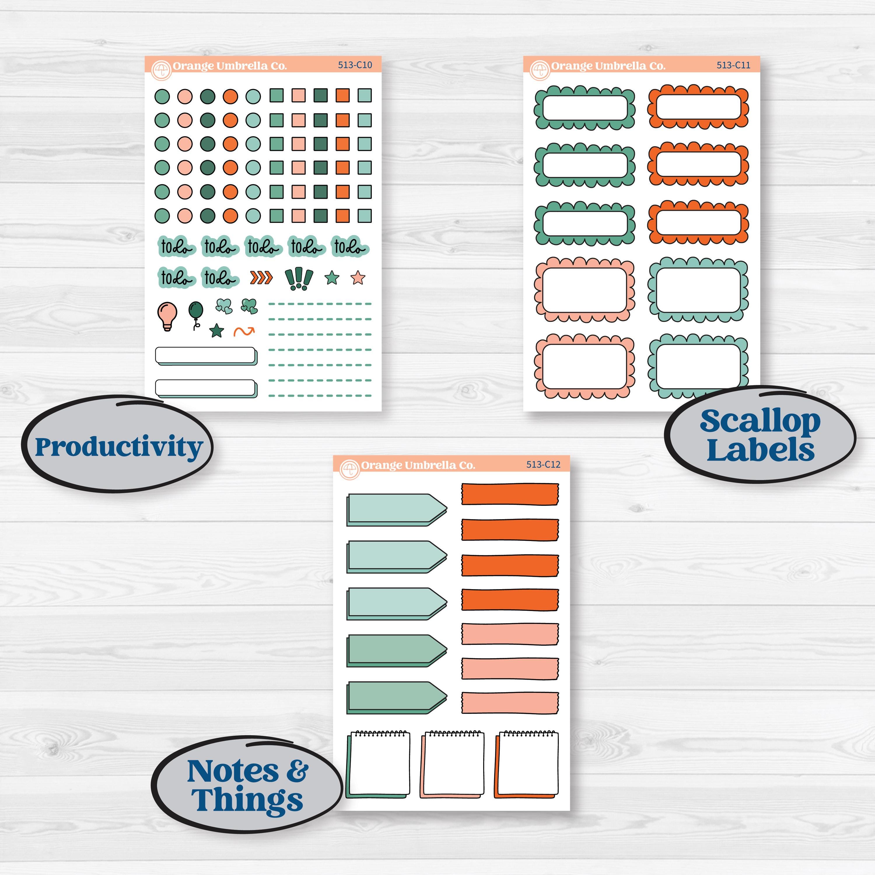 Playful March Florals | Weekly Add-On Labels Planner Kit Stickers | Millie | KIT-513-C