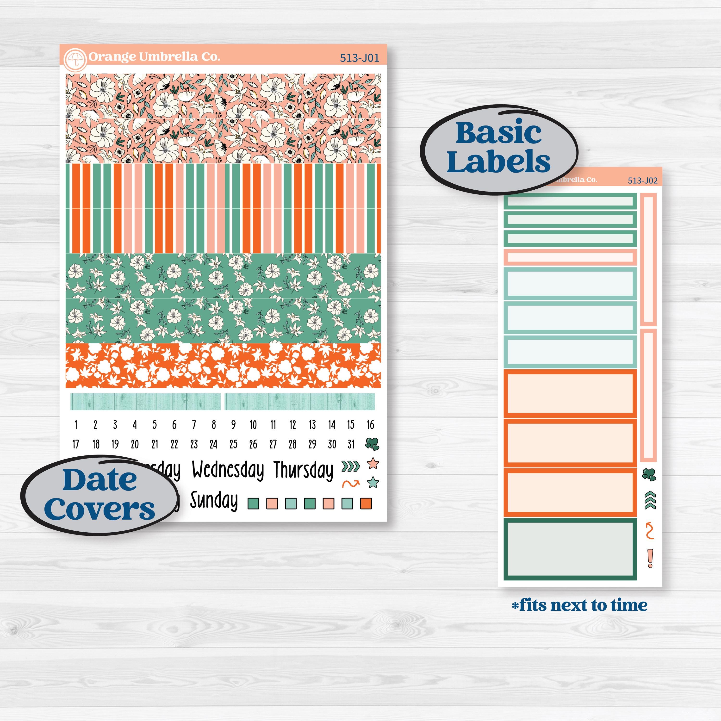 Playful March Florals | A5 Daily Duo Planner Kit Stickers | Millie | KIT-513-J