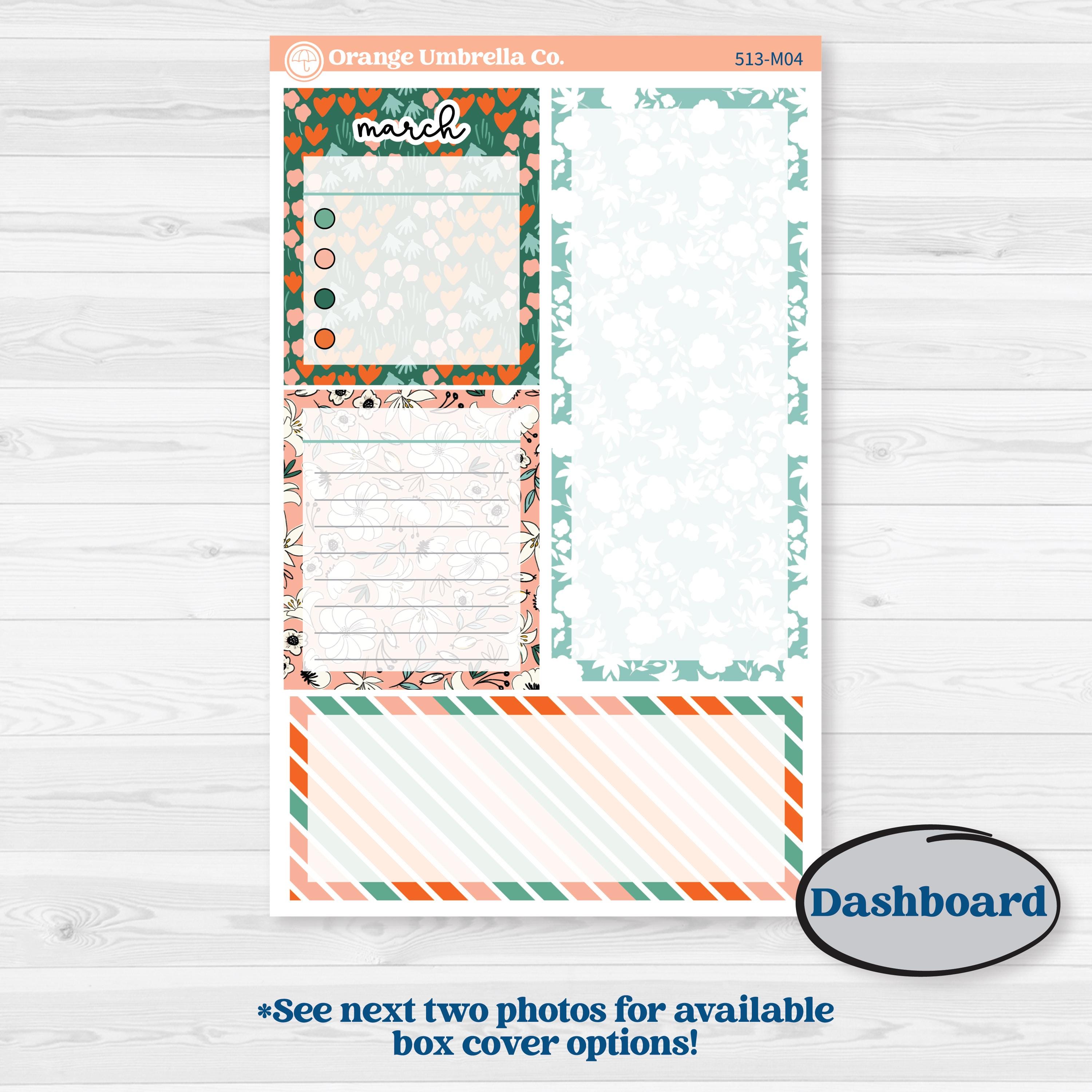 Playful March Florals | A5 Erin Condren Monthly & Productivity Dashboard Sticker Kit | Millie | KIT-513-M