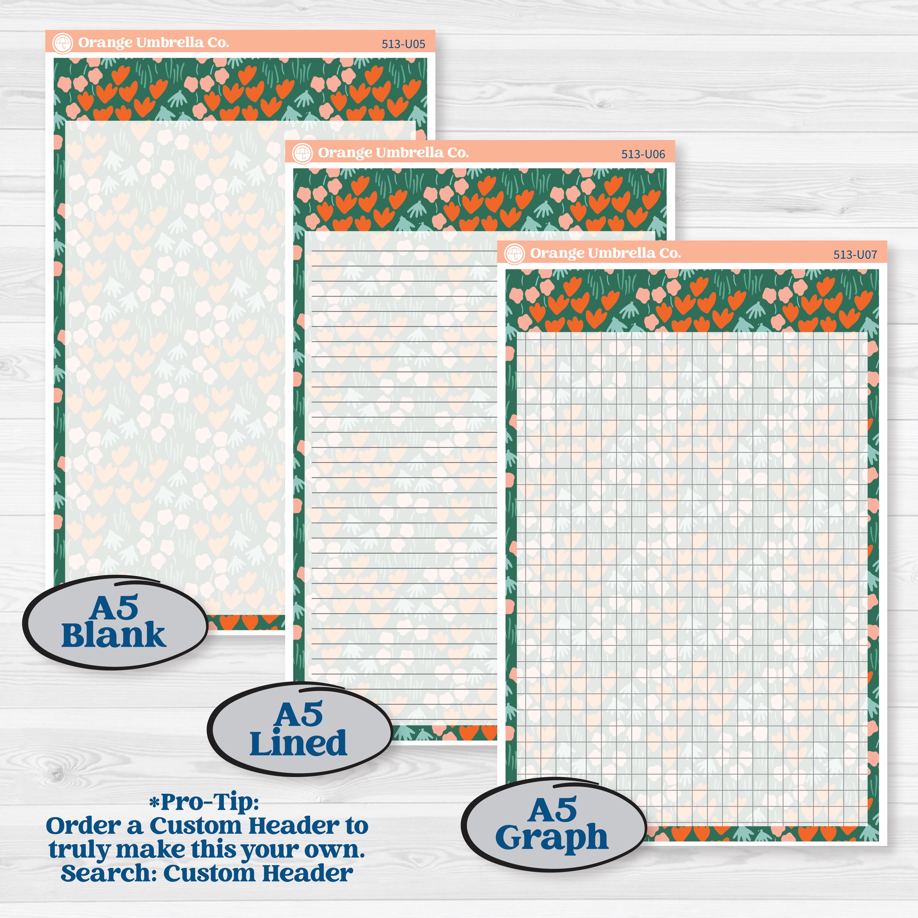 Playful March Florals | A5 or 7x9 Create Your Own Monthly or Dashboard Universal | Monthly & Reading Log Sticker Kit | Millie | KIT-513-U