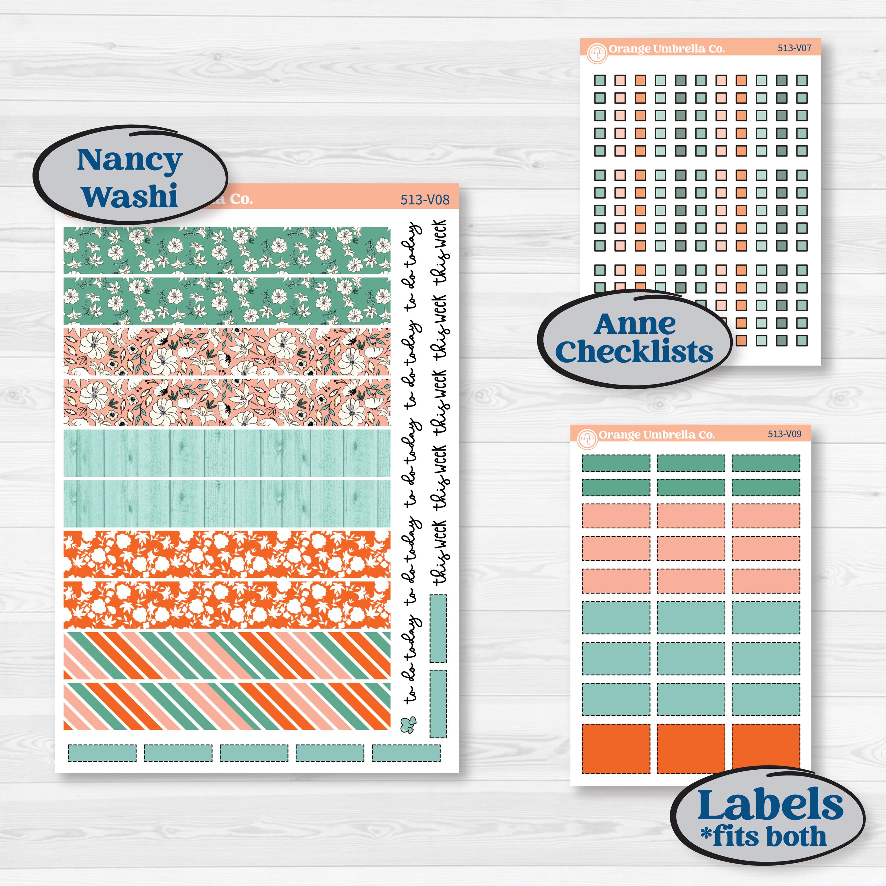 Playful March Florals | Laurel Denise Nancy Large & Anne Large Planner Kit Stickers | Millie | KIT-513-V