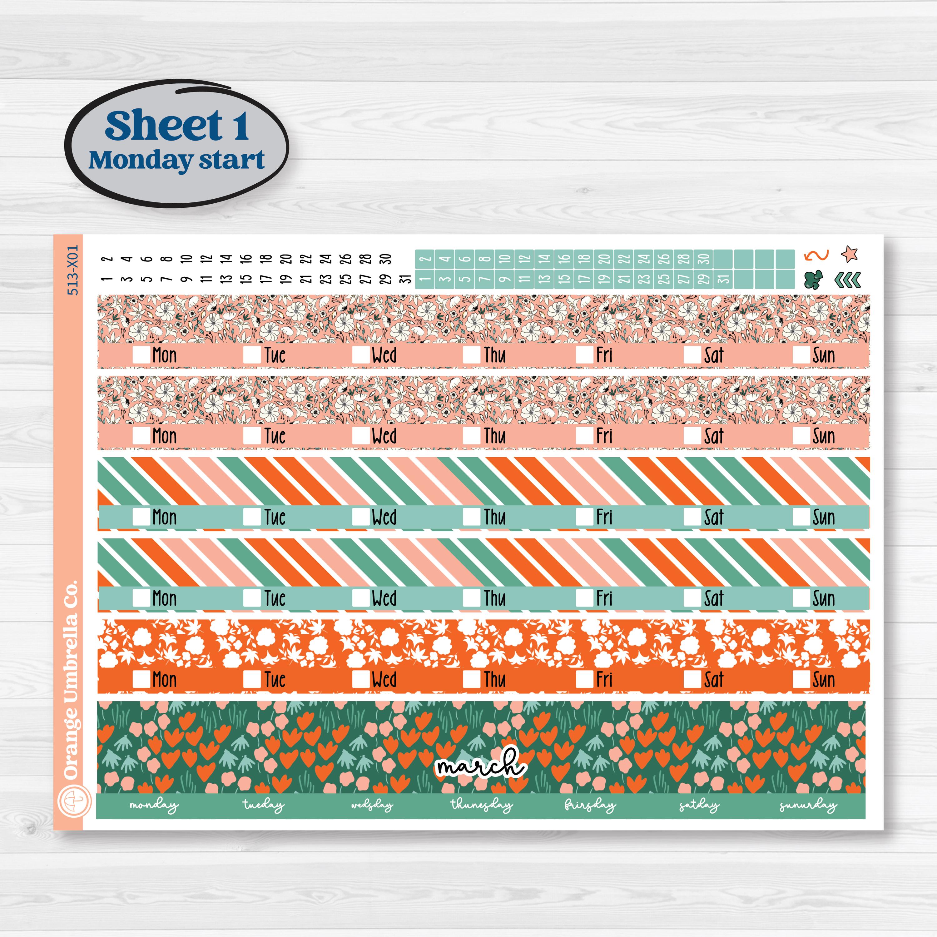 Playful March Florals | Laurel Denise Jo Large Planner Kit Stickers | Millie | KIT-513-X