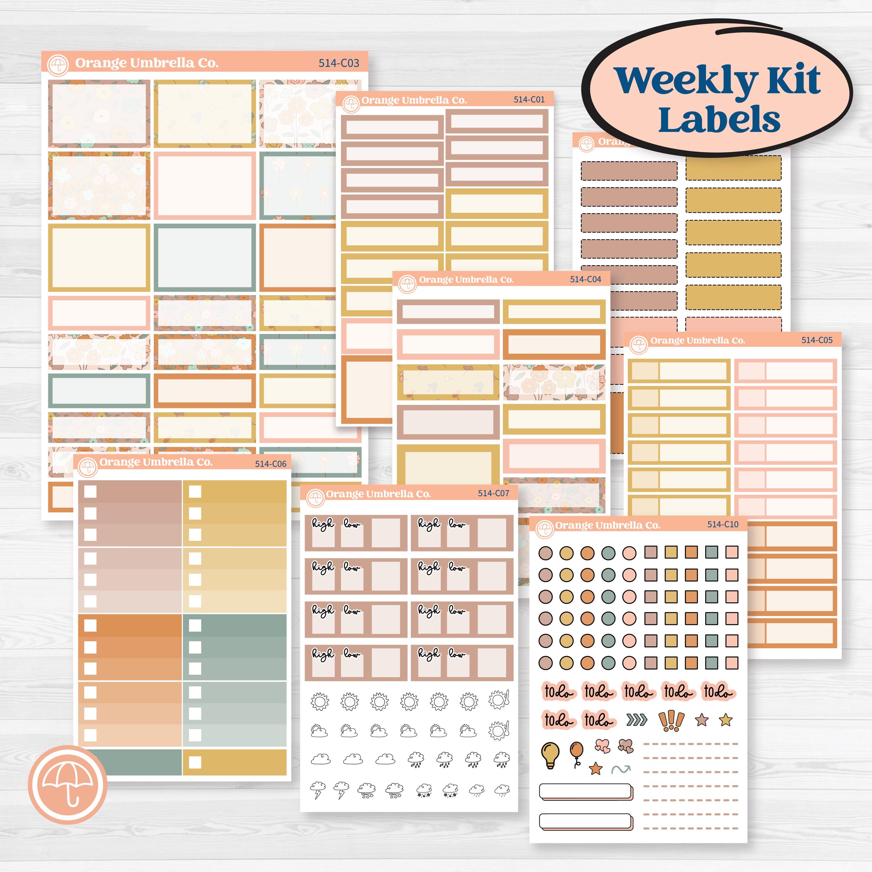 Early Spring Florals | Weekly Add-On Labels Planner Kit Stickers | Grow | KIT-514-C