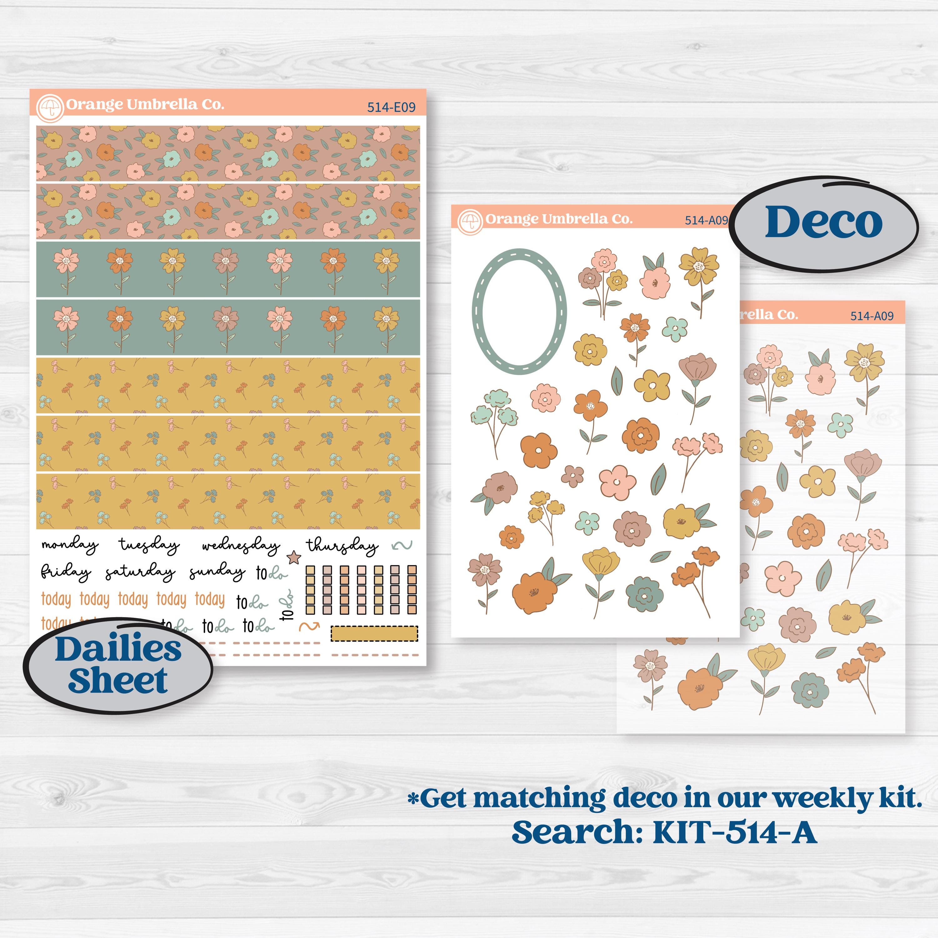 Early Spring Florals | Hobonichi Cousin Weekly & Daily Planner Kit Stickers | Grow | KIT-514-E