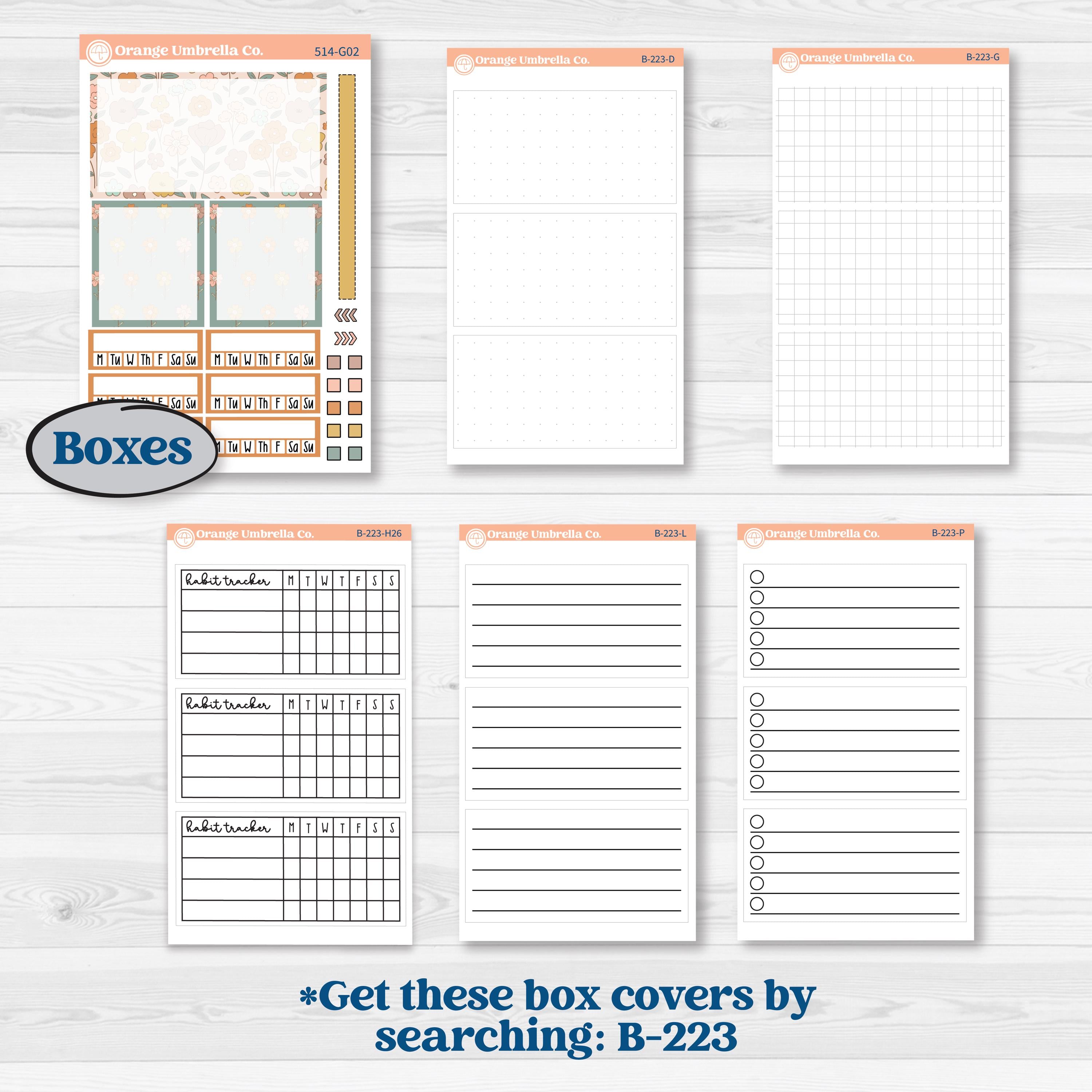 Early Spring Florals | Erin Condren Weekly Dashboard Planner Kit Stickers | Grow | KIT-514-G