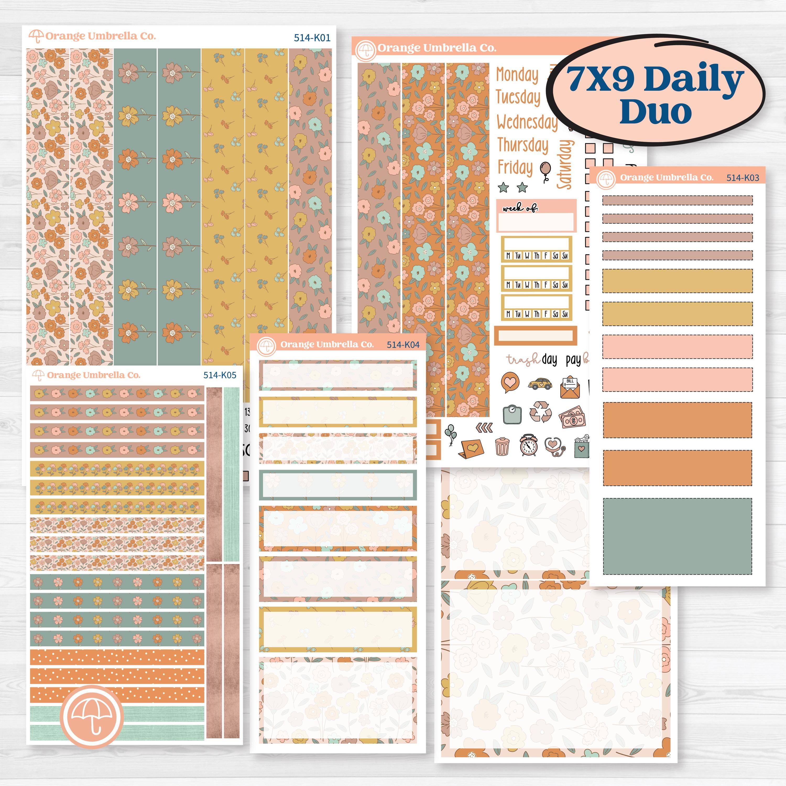 Early Spring Florals | 7x9 Erin Condren Daily Duo Planner Kit Stickers | Grow | KIT-514-K