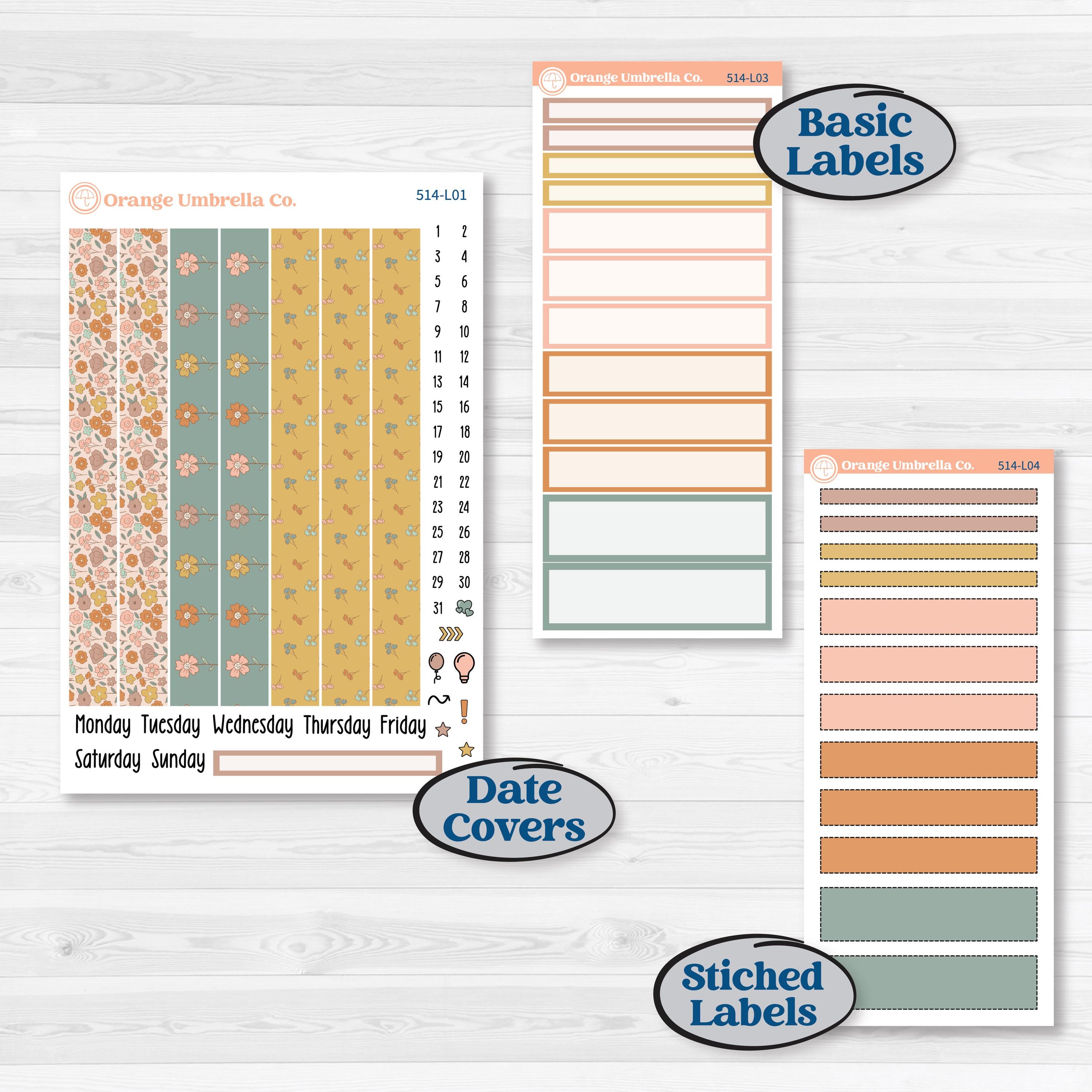 Early Spring Florals | 7x9 Plum Daily Planner Kit Stickers | Grow | KIT-514-L