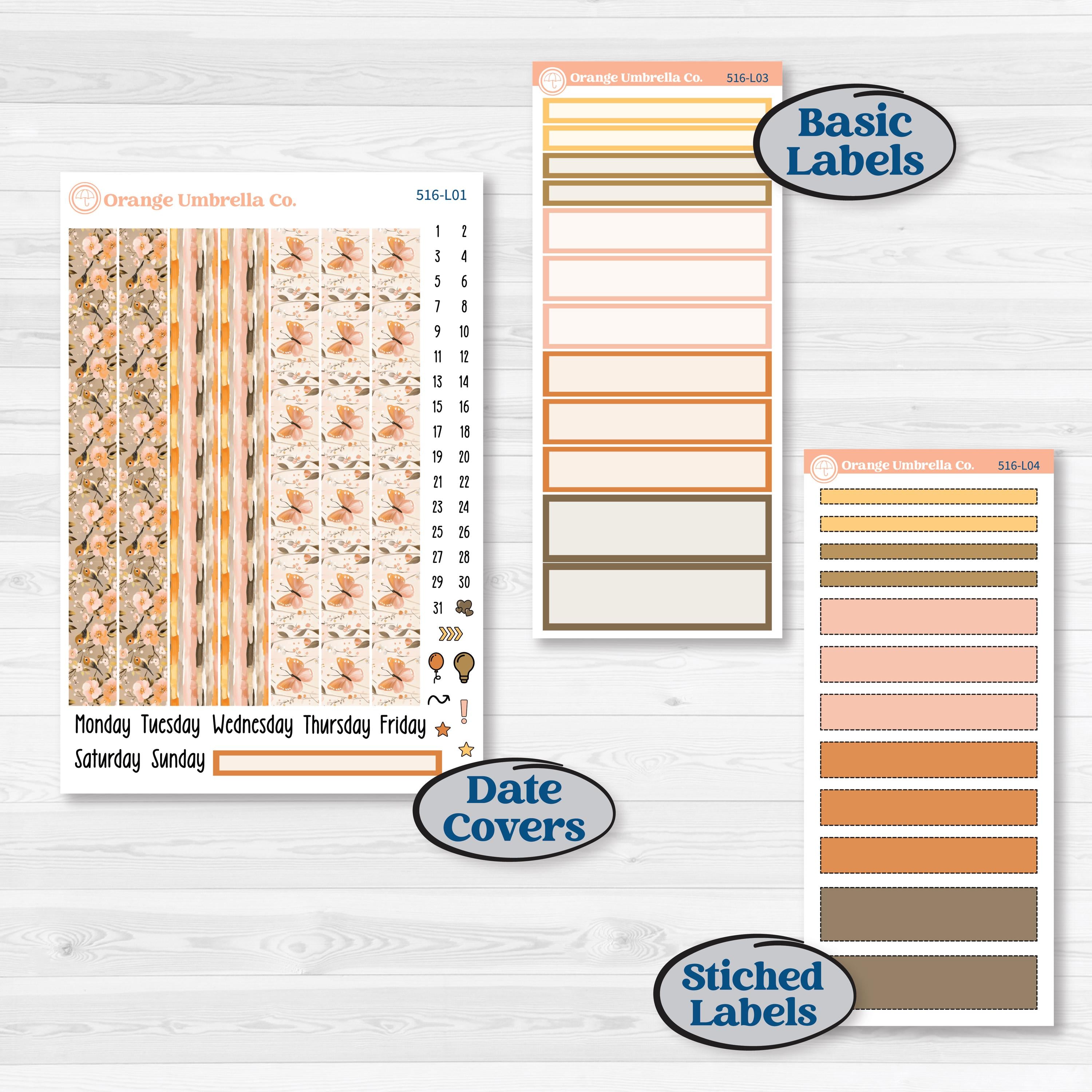 Spring Birds | 7x9 Plum Daily Planner Kit Stickers | Nectar | KIT-516-L