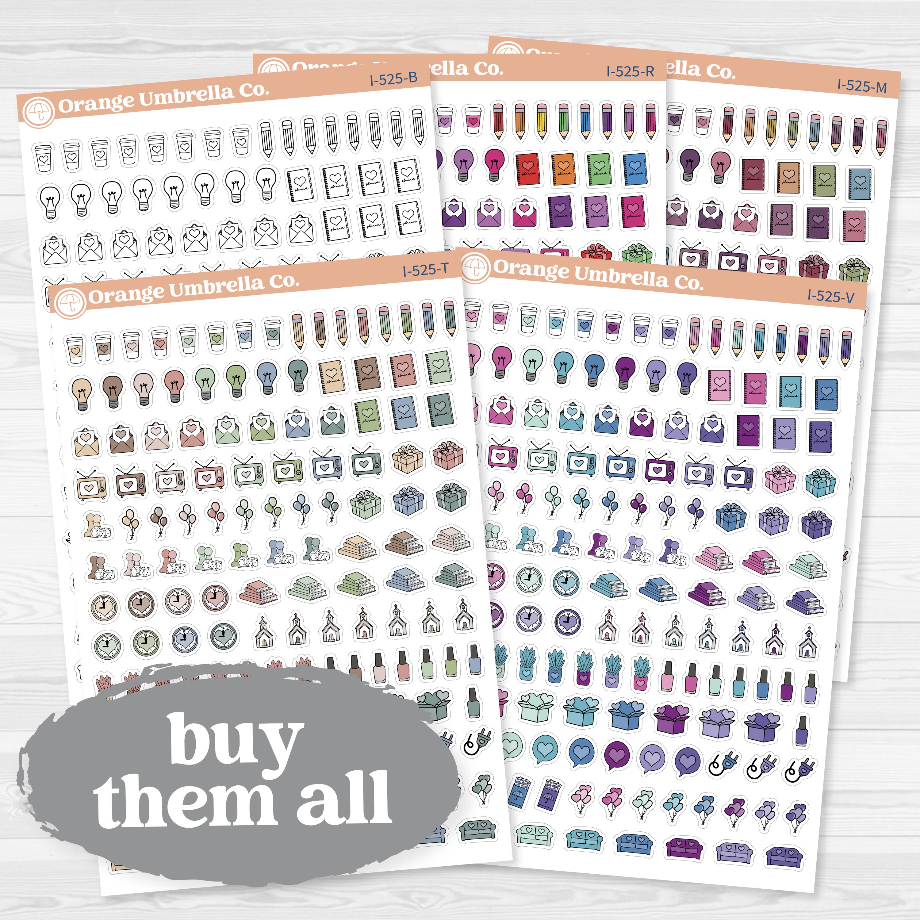 Self Care & Celebration Icon Sampler | Planner Stickers | I-525