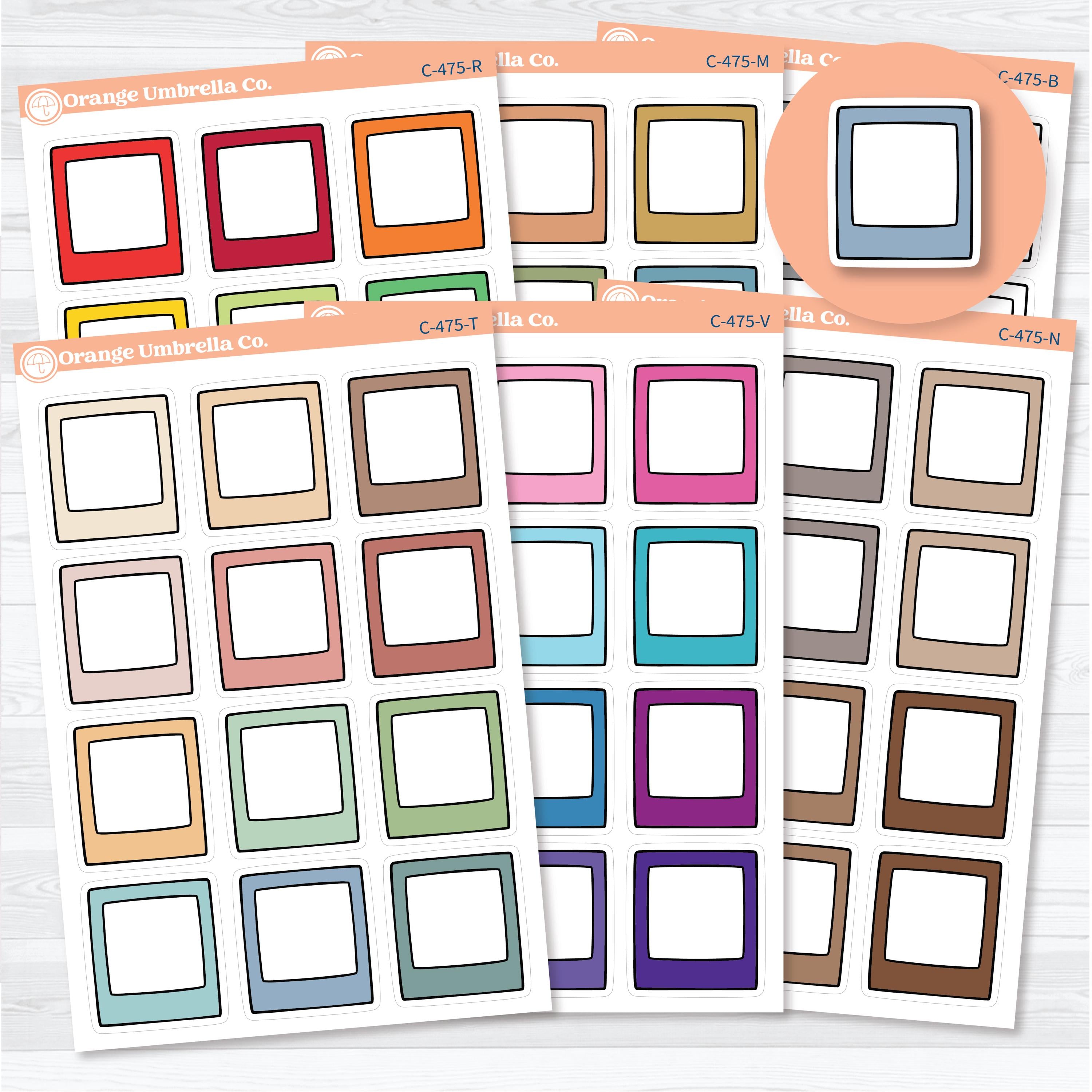 Doodled Polaroid Large Journaling Labels | Planner Stickers | C-475