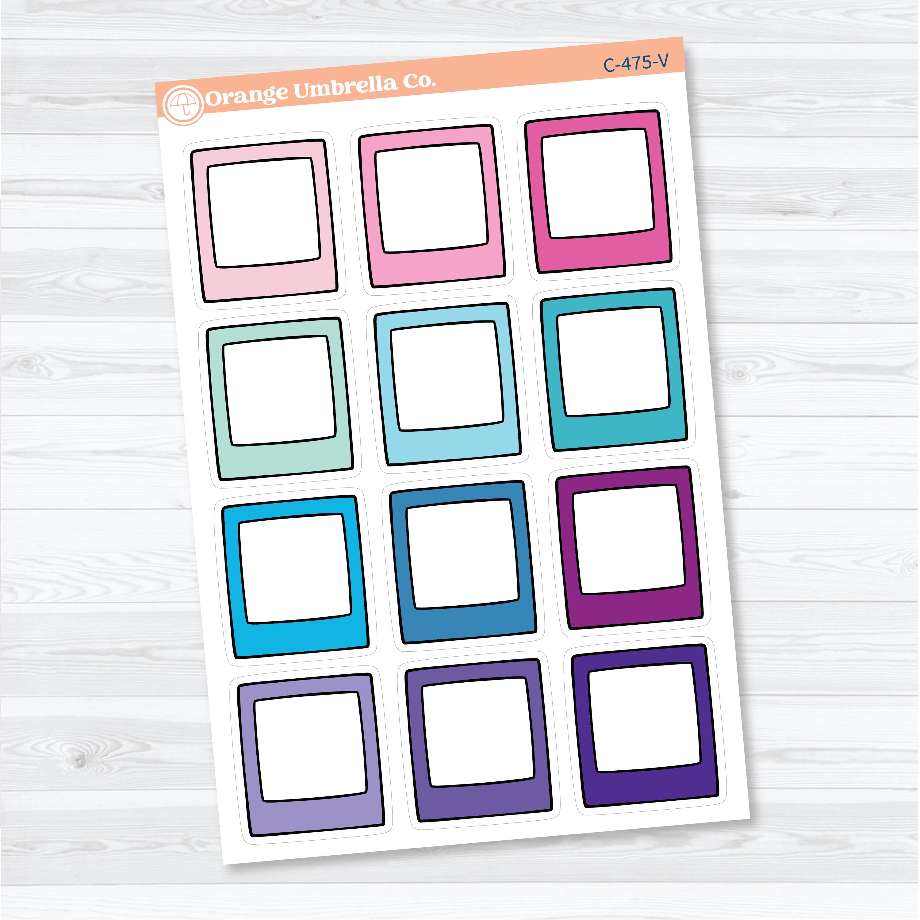 Doodled Polaroid Large Journaling Labels | Planner Stickers | C-475
