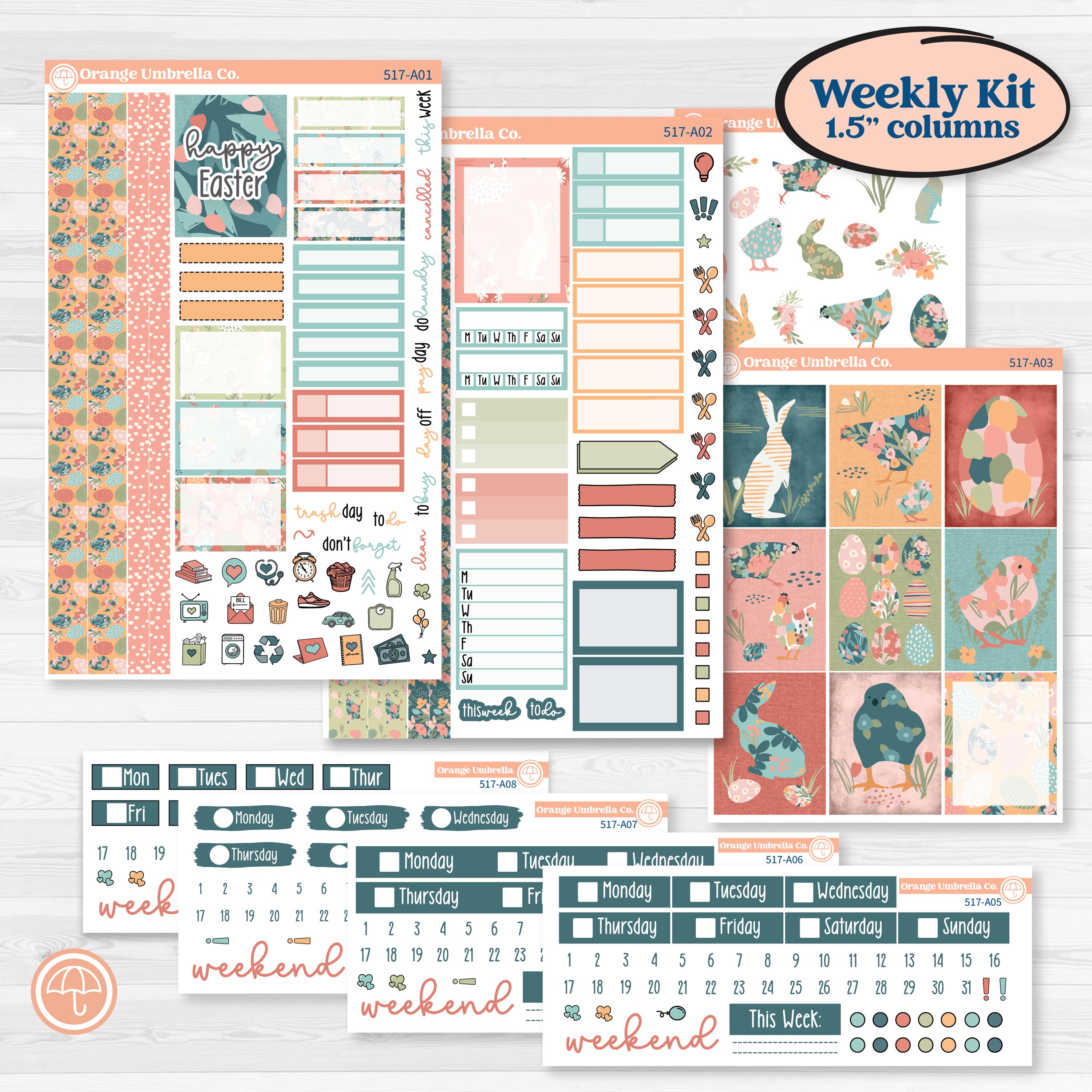 Easter Spring Kit | Weekly Sticker Kit for Vertical Planners like Erin Condren | Easter Basket | KIT-517-A