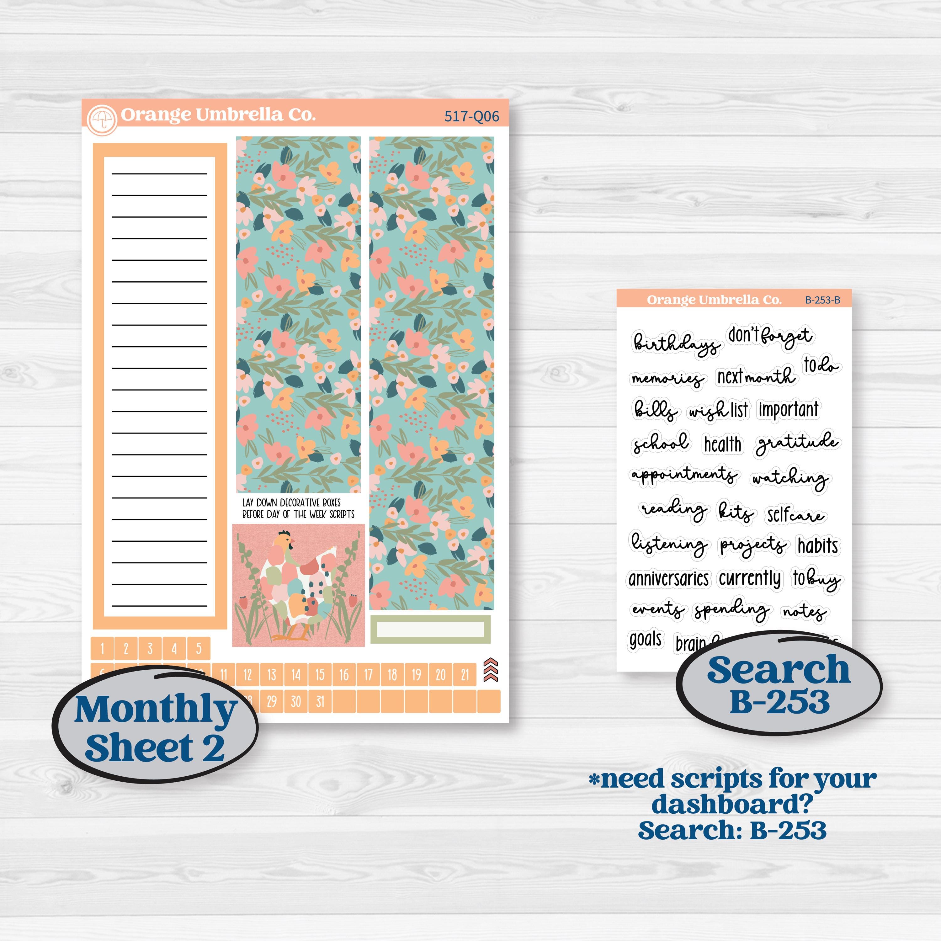 Easter Spring Kit | 7x9 Plum Monthly & Dashboard Planner Stickers | Easter Basket | KIT-517-Q