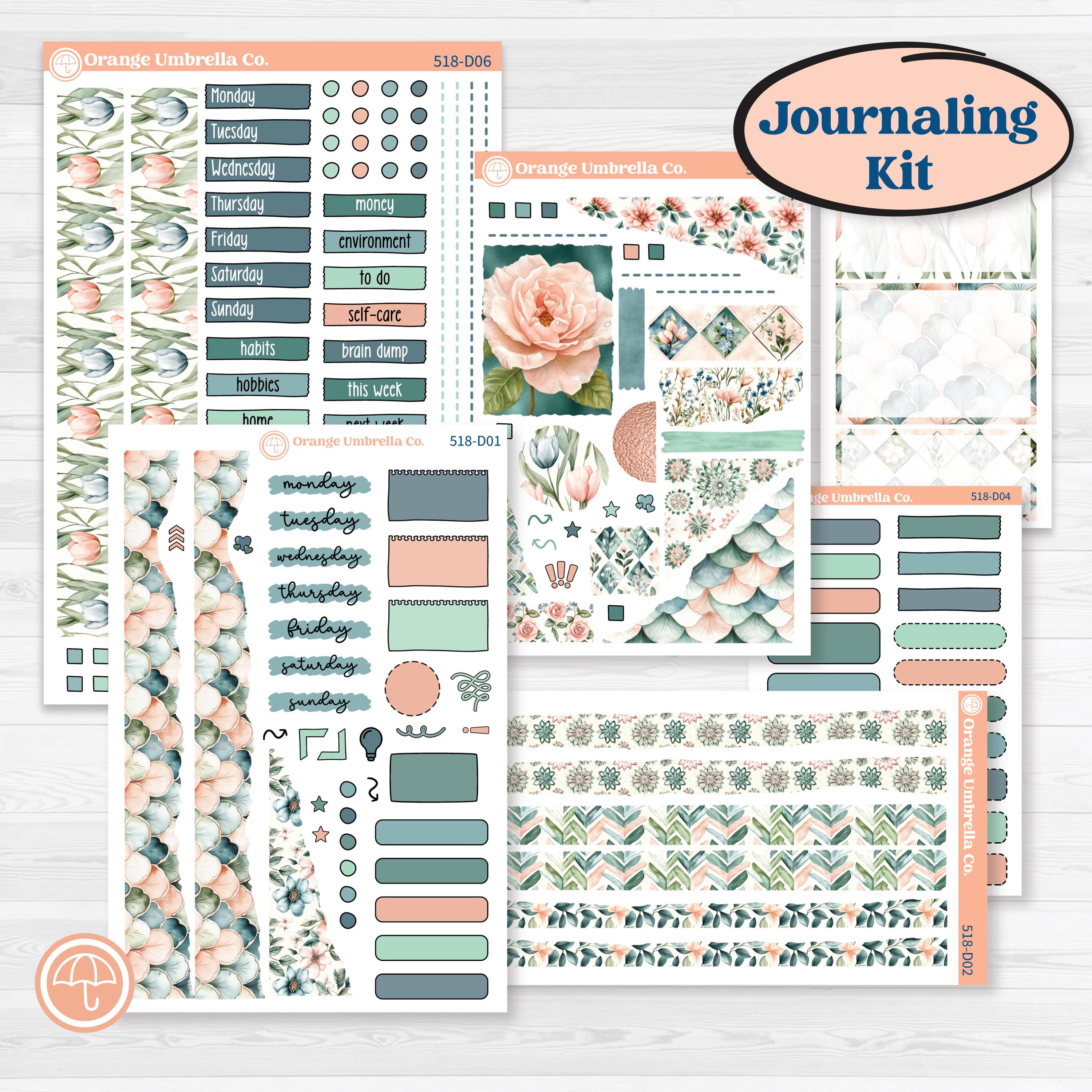 Spring Floral Kit | Journaling or Scrapbooking Kit | Creative Junk Journal Planner Stickers | Garden Oasis | KIT-518-D