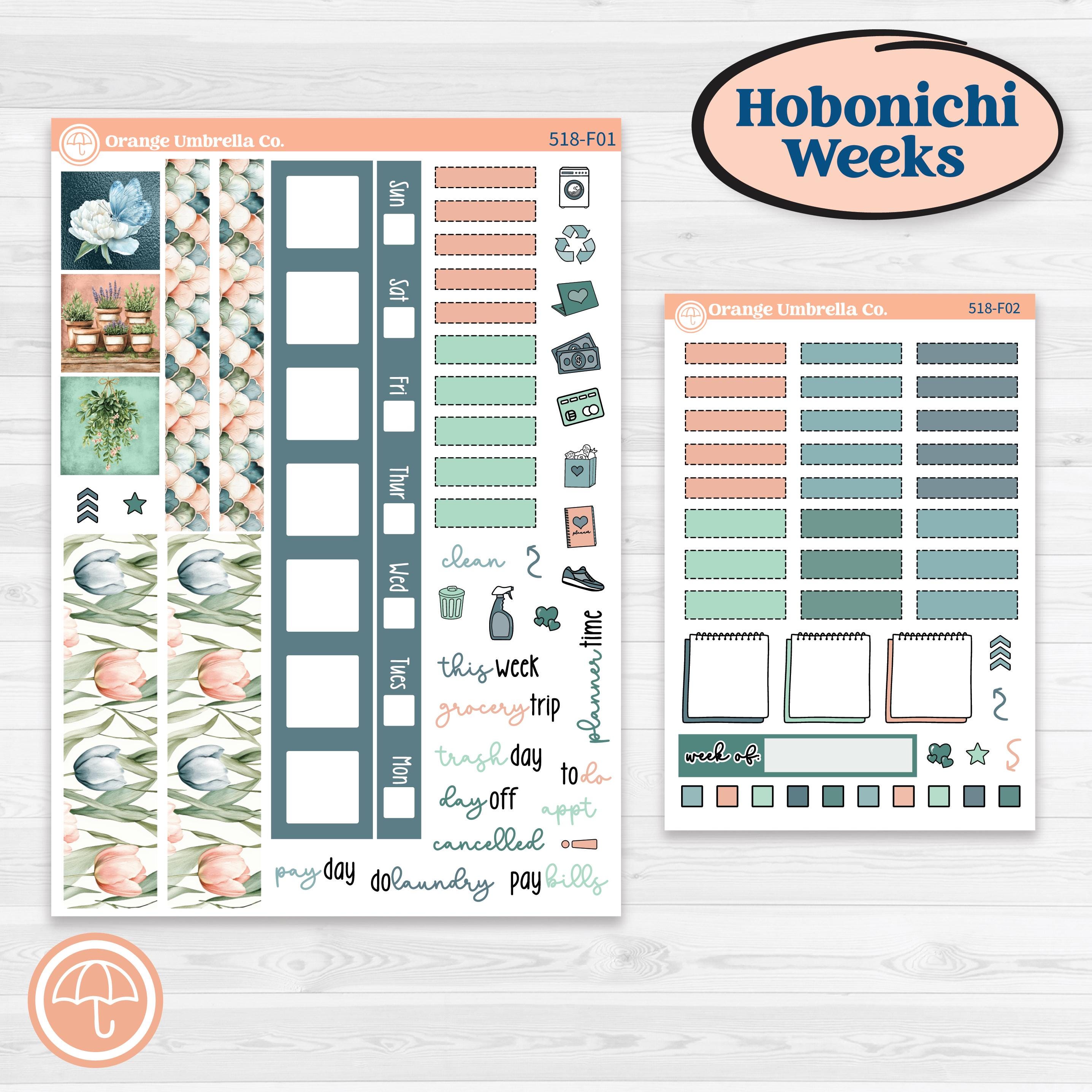 Spring Floral Kit | Hobonichi Weeks Weekly Planner Kit Stickers | Garden Oasis | KIT-518-F