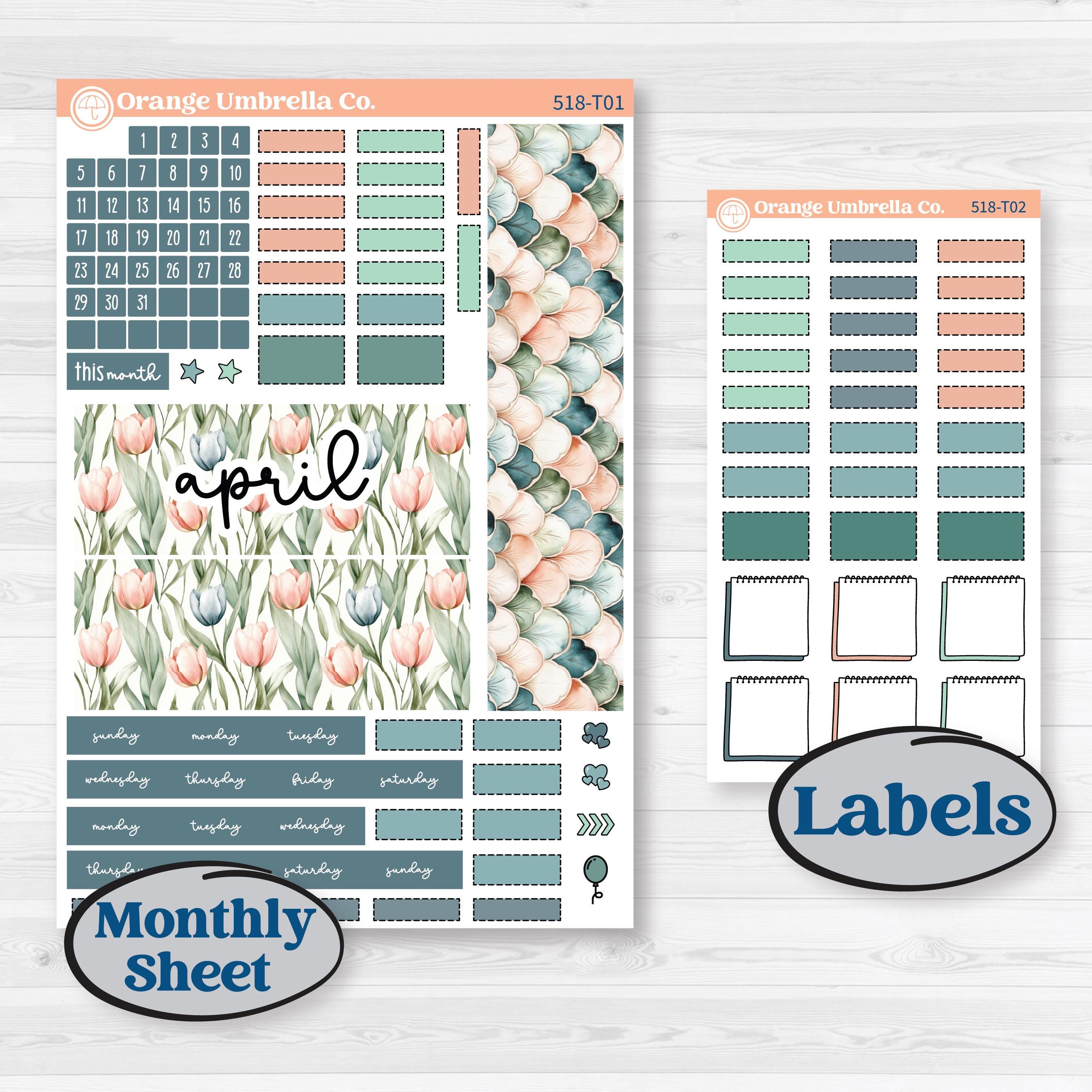 Spring Floral Kit | Hobonichi Weeks Monthly Planner Kit Stickers | Garden Oasis | KIT-518-T