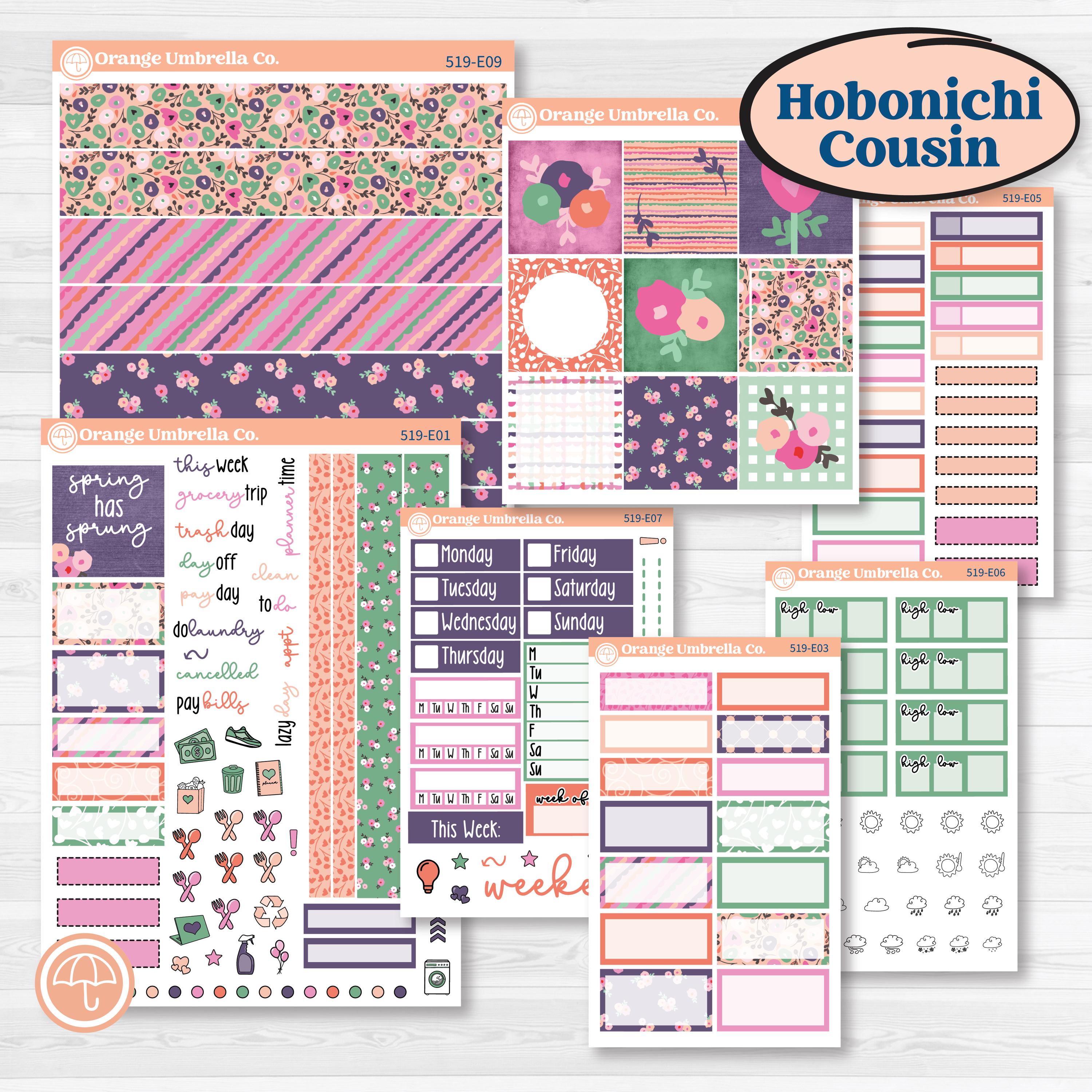 Bright Florals | Hobonichi Cousin Weekly & Daily Planner Kit Stickers