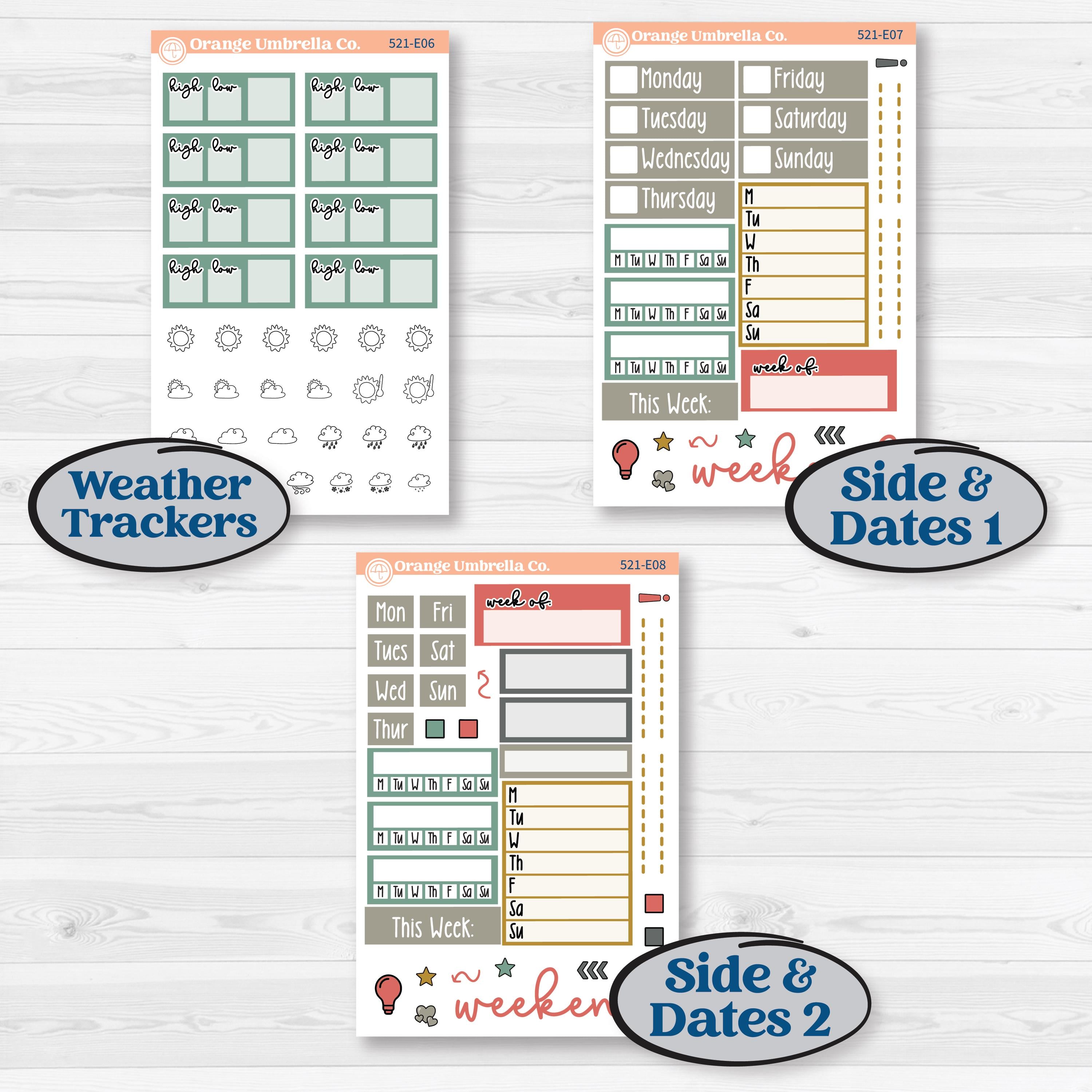 Rainy Day | Hobonichi Cousin Weekly & Daily Planner Kit Stickers | Stellas Umbrella | KIT-521-E