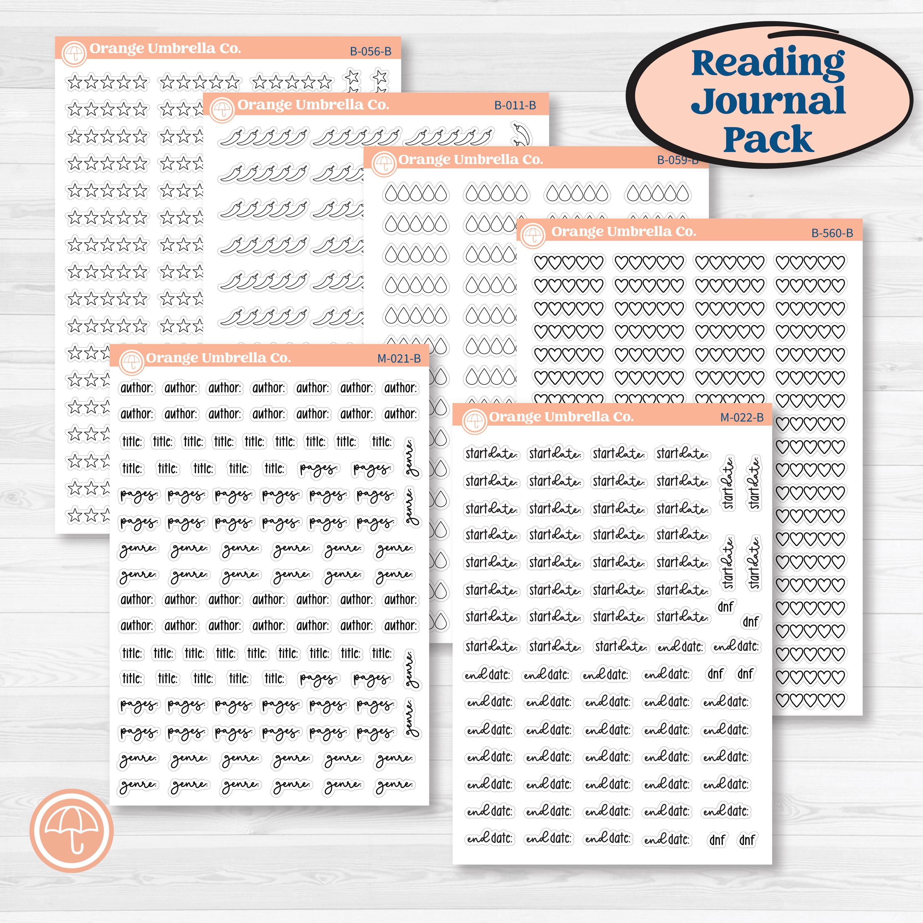 Reading Rating Journal Starter Pack | Reading Journal Stickers | BU-134