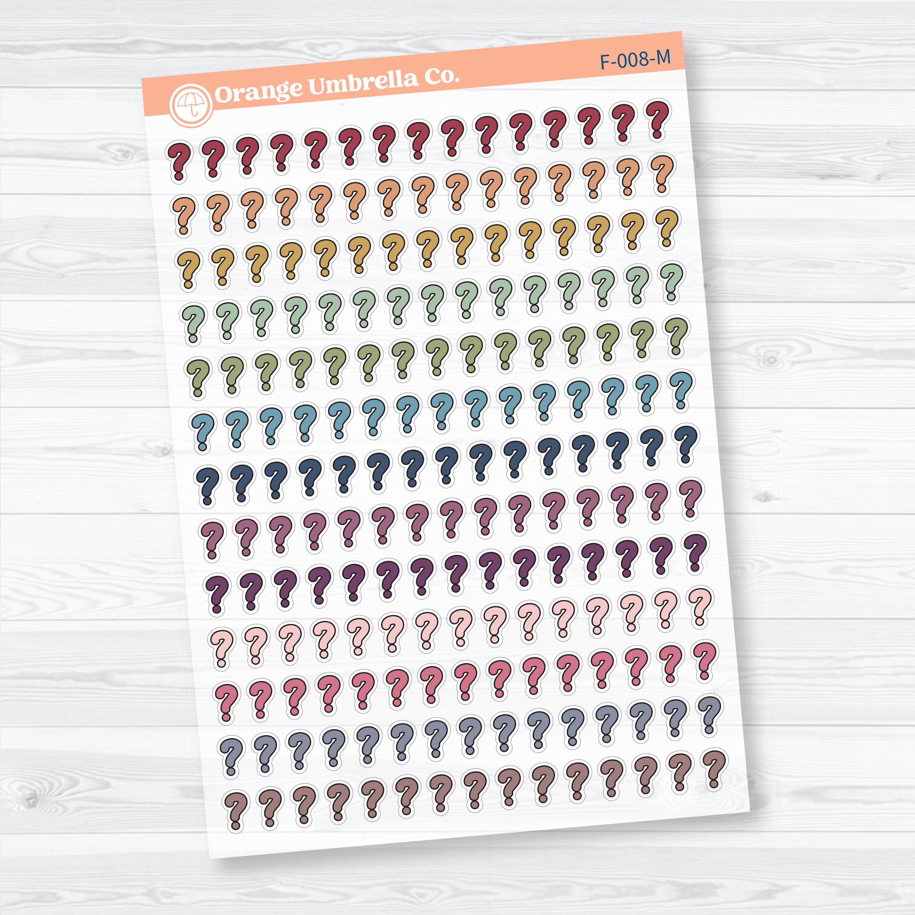 Question Mark Bible Study Icons | Clear Matte Planner Stickers | F-008-CM