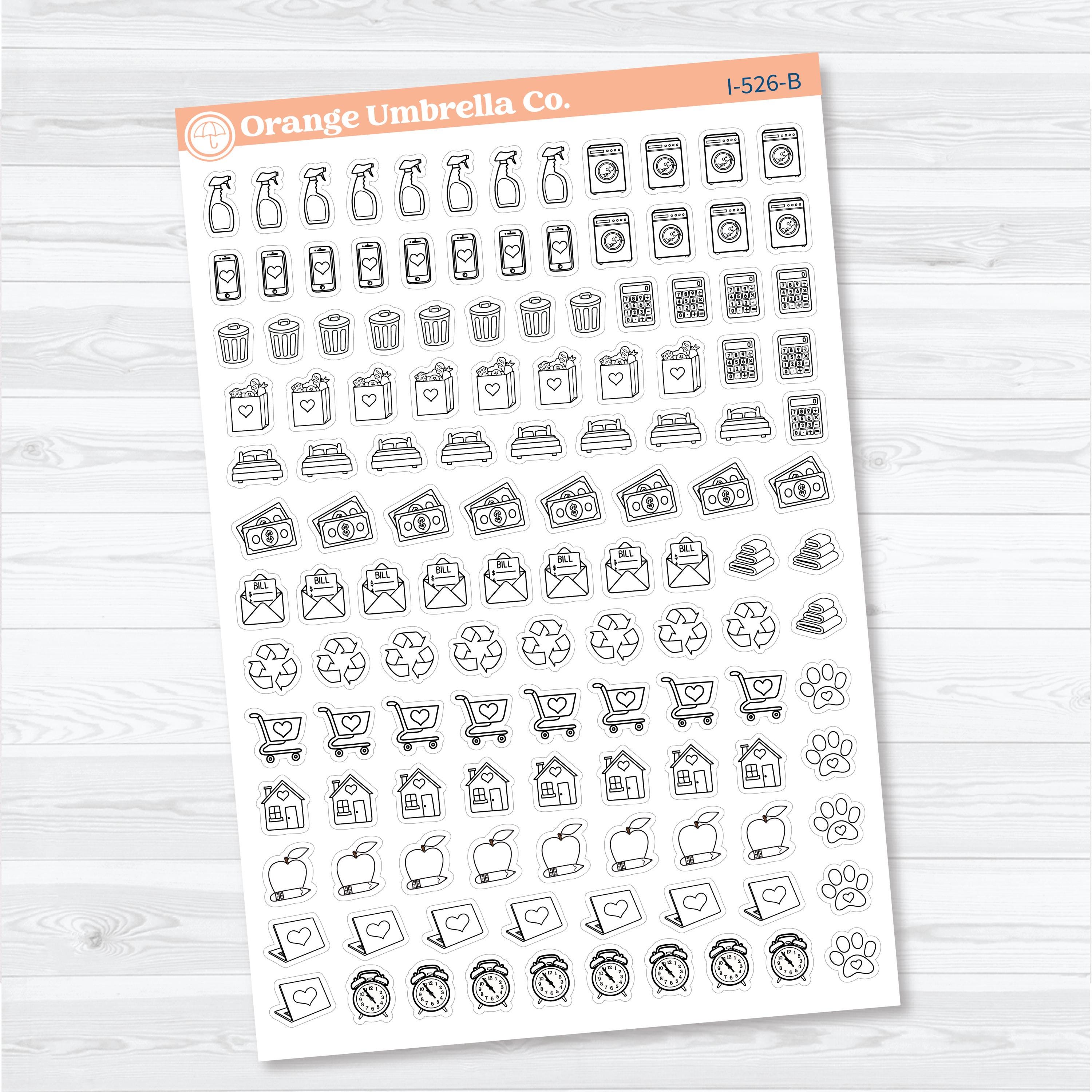Home, Chores & Appointments Icon Sampler | Planner Stickers | I-526