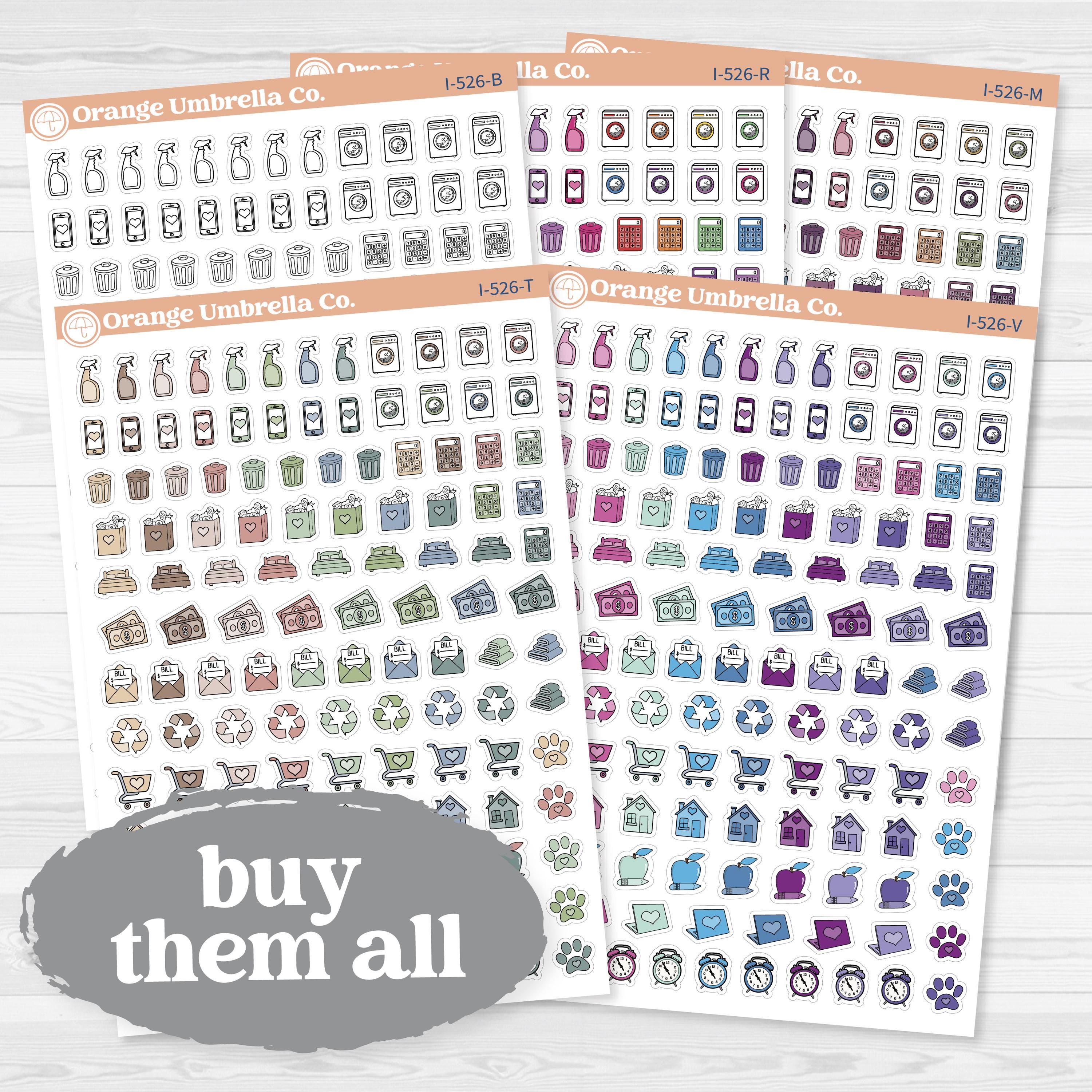 Home, Chores & Appointments Icon Sampler | Planner Stickers | I-526