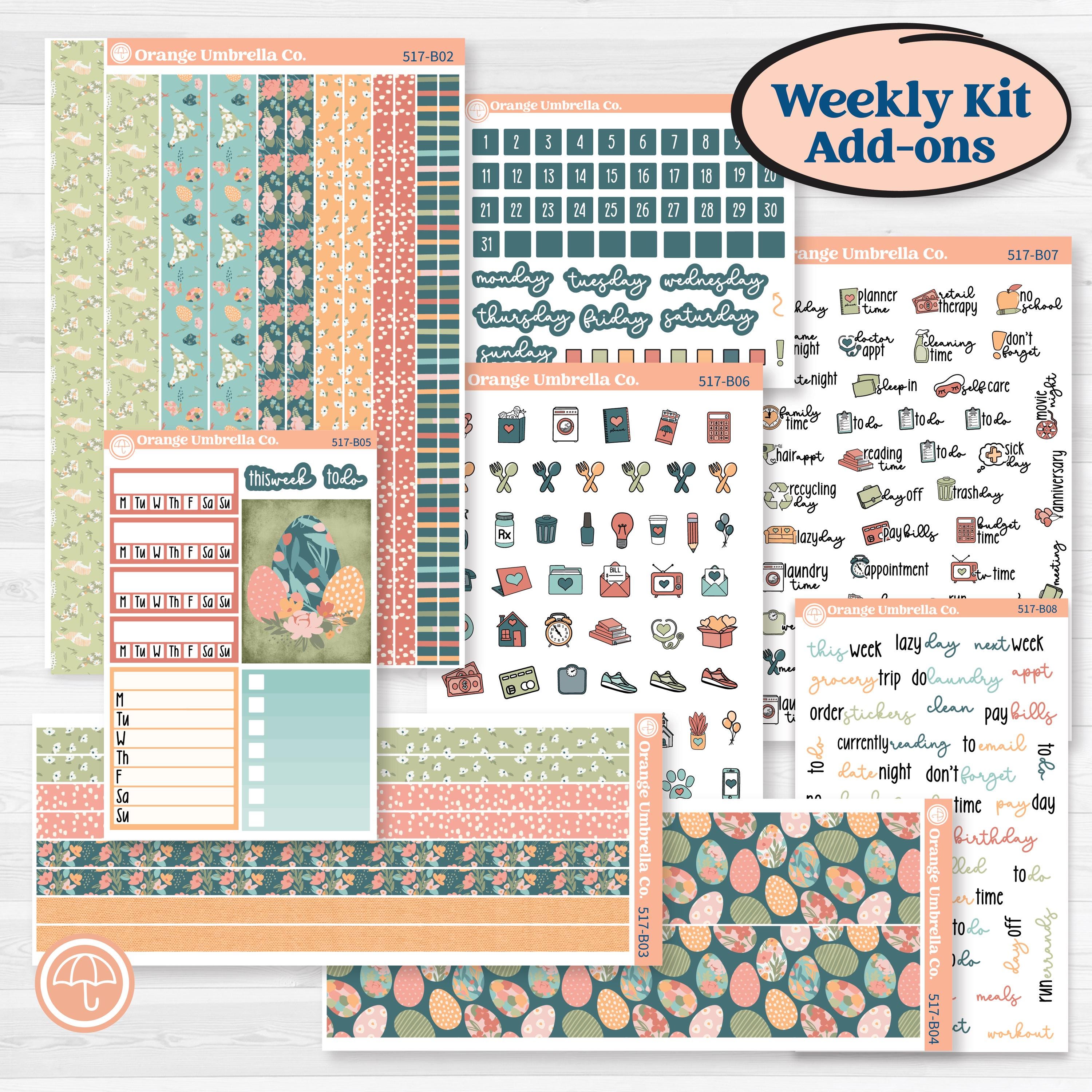 Easter Spring Kit | Weekly Add-On Planner Kit Stickers | Easter Basket | KIT-517-B