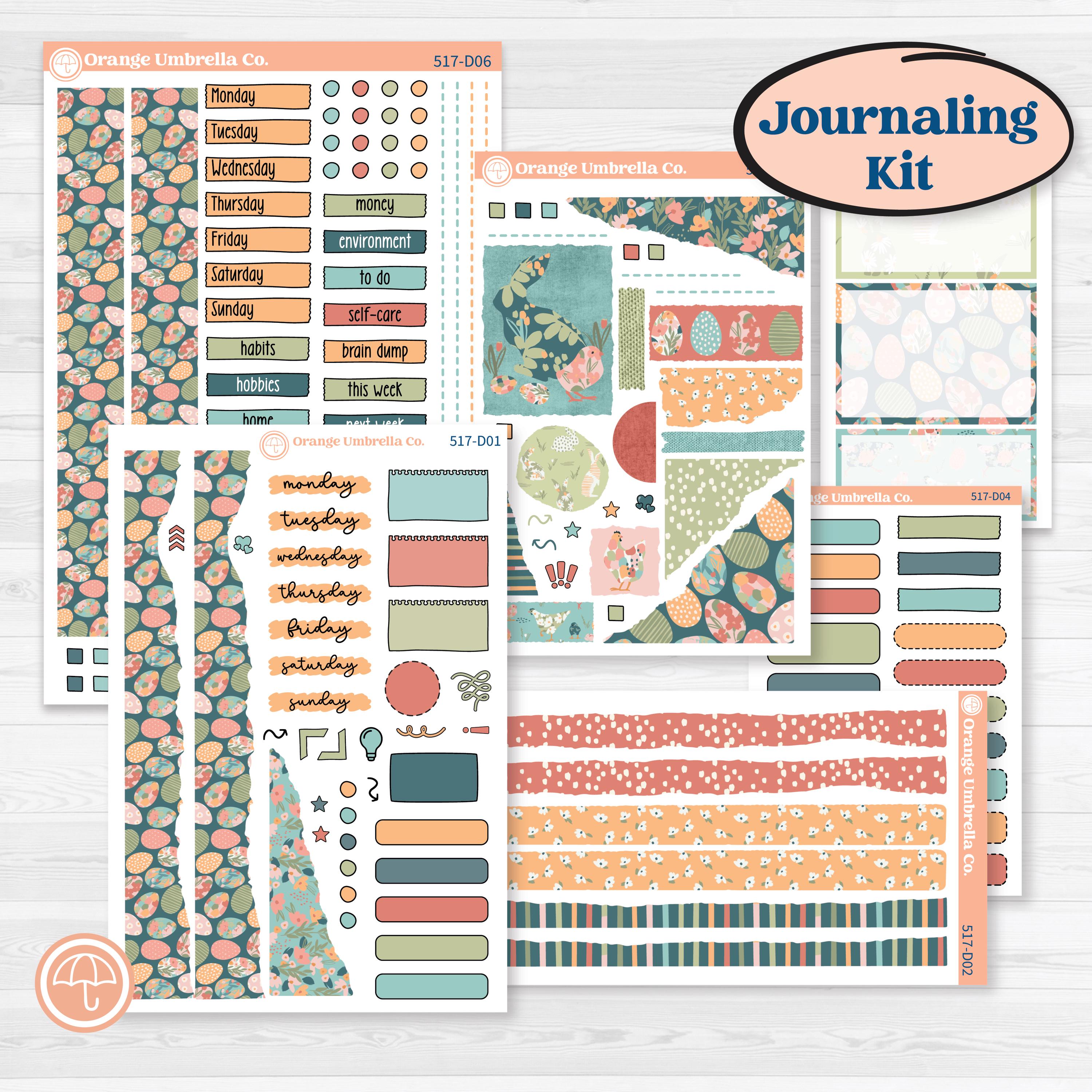 Easter Spring Kit | Journaling or Scrapbooking Kit | Creative Junk Journal Planner Stickers | Easter Basket | KIT-517-D