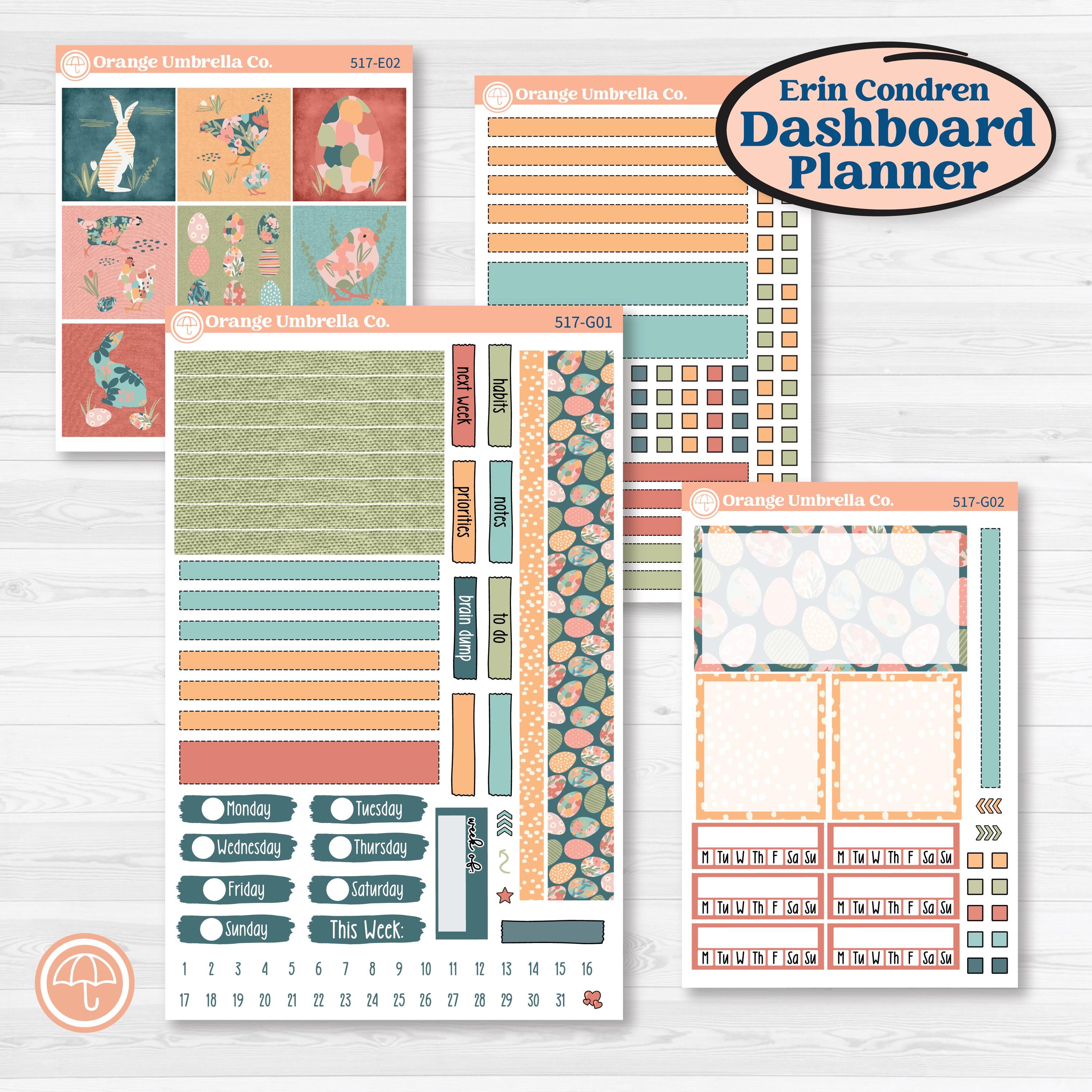 Easter Spring Kit | Erin Condren Weekly Dashboard Planner Kit Stickers | Easter Basket | KIT-517-G