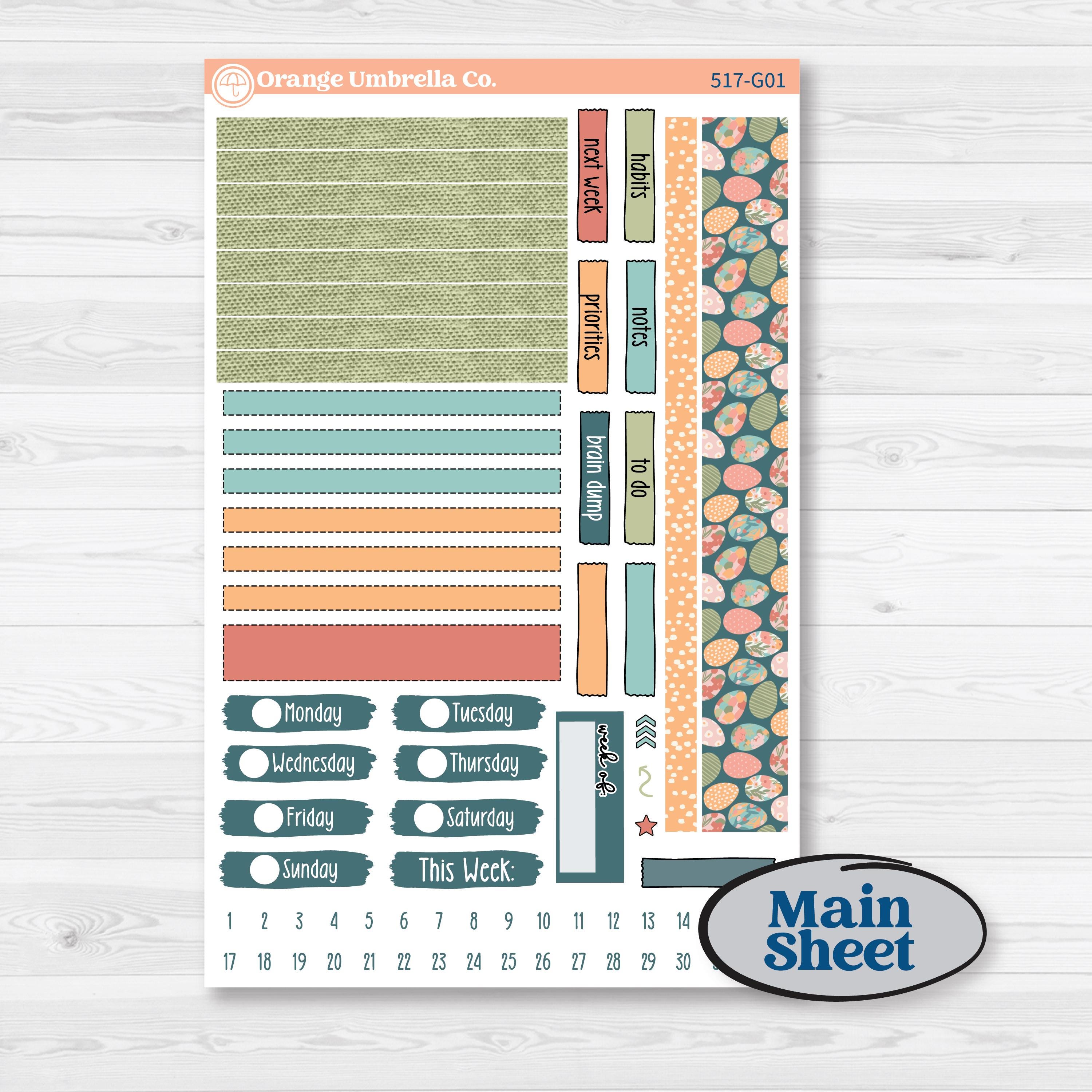 Easter Spring Kit | Erin Condren Weekly Dashboard Planner Kit Stickers | Easter Basket | KIT-517-G