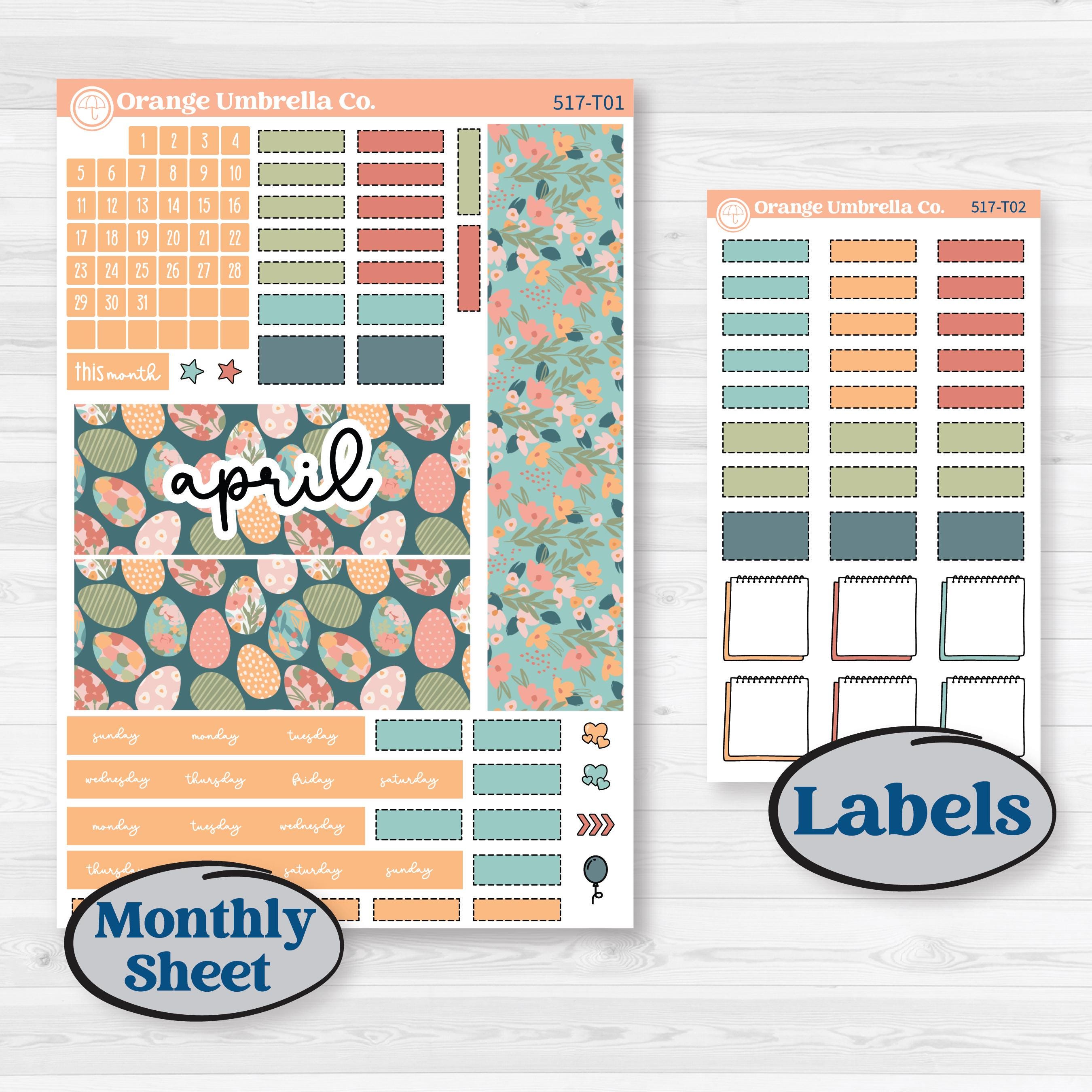 Easter Spring Kit | Hobonichi Weeks Monthly Planner Stickers | Easter Basket | KIT-517-T